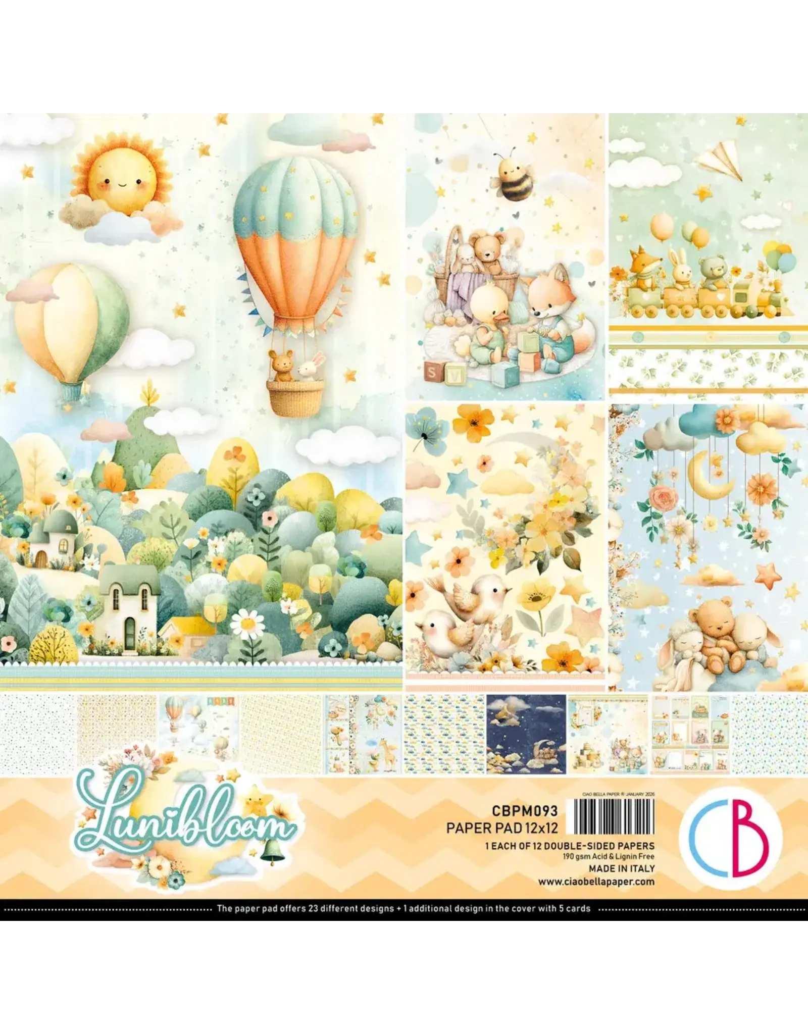 CIAO BELLA CIAO BELLA LUNIBLOOM 12x12 PAPER PAD 12 SHEETS