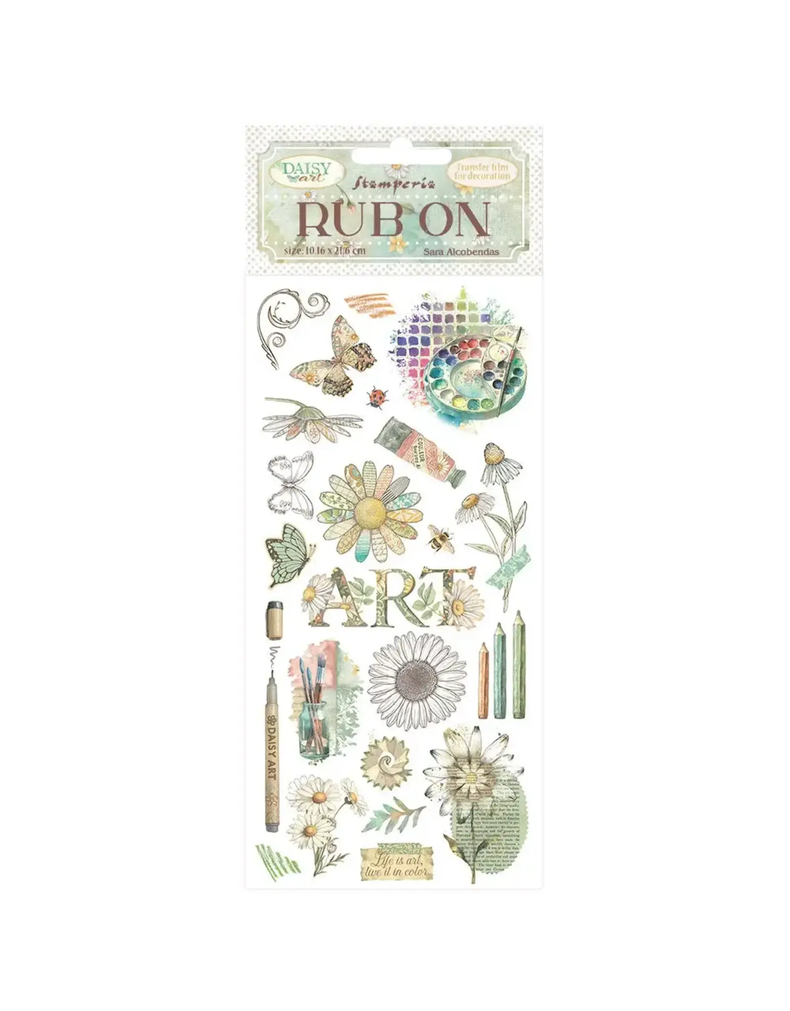 STAMPERIA STAMPERIA DAISY ART LIFE IS ART LIVE IT IN COLOUR RUB-ON