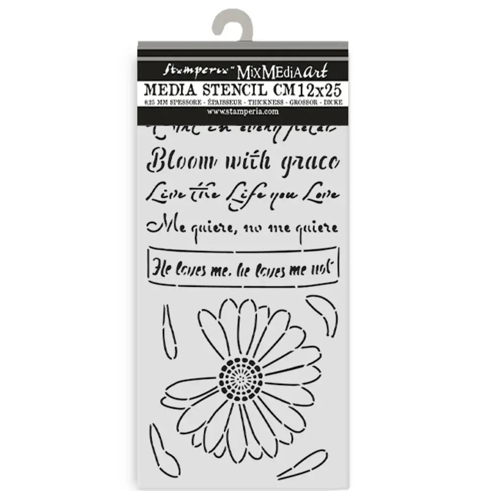 STAMPERIA STAMPERIA DAISY ART HE LOVES ME, HE LOVES ME NOT 12x25cm STENCIL