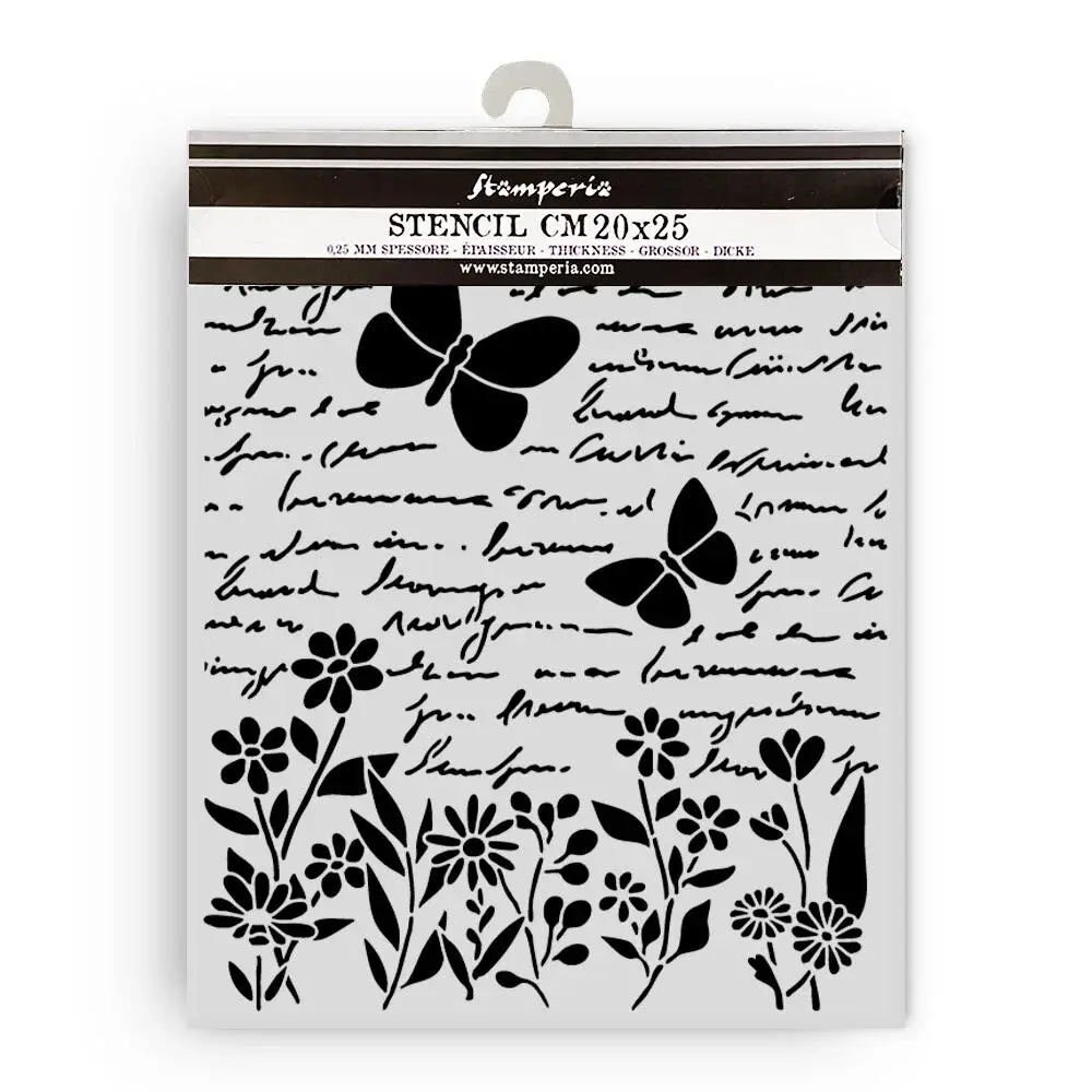 STAMPERIA STAMPERIA DAISY ART LETTER AND BUTTERFLY 20x25cm STENCIL