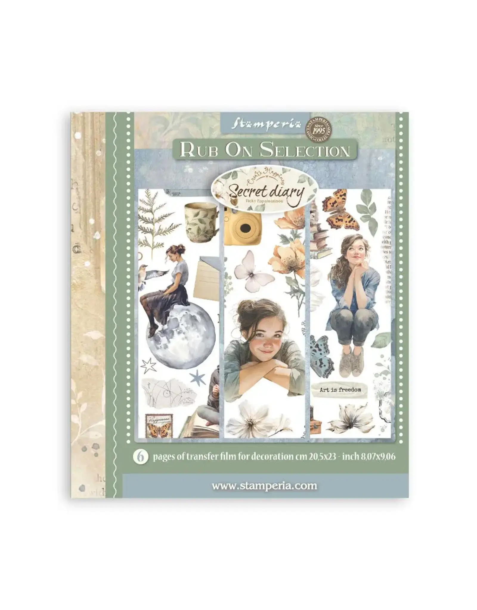 STAMPERIA STAMPERIA VICKY PAPAIOANNOU SECRET DIARY ASSORTED RUB-ONS 6/PK