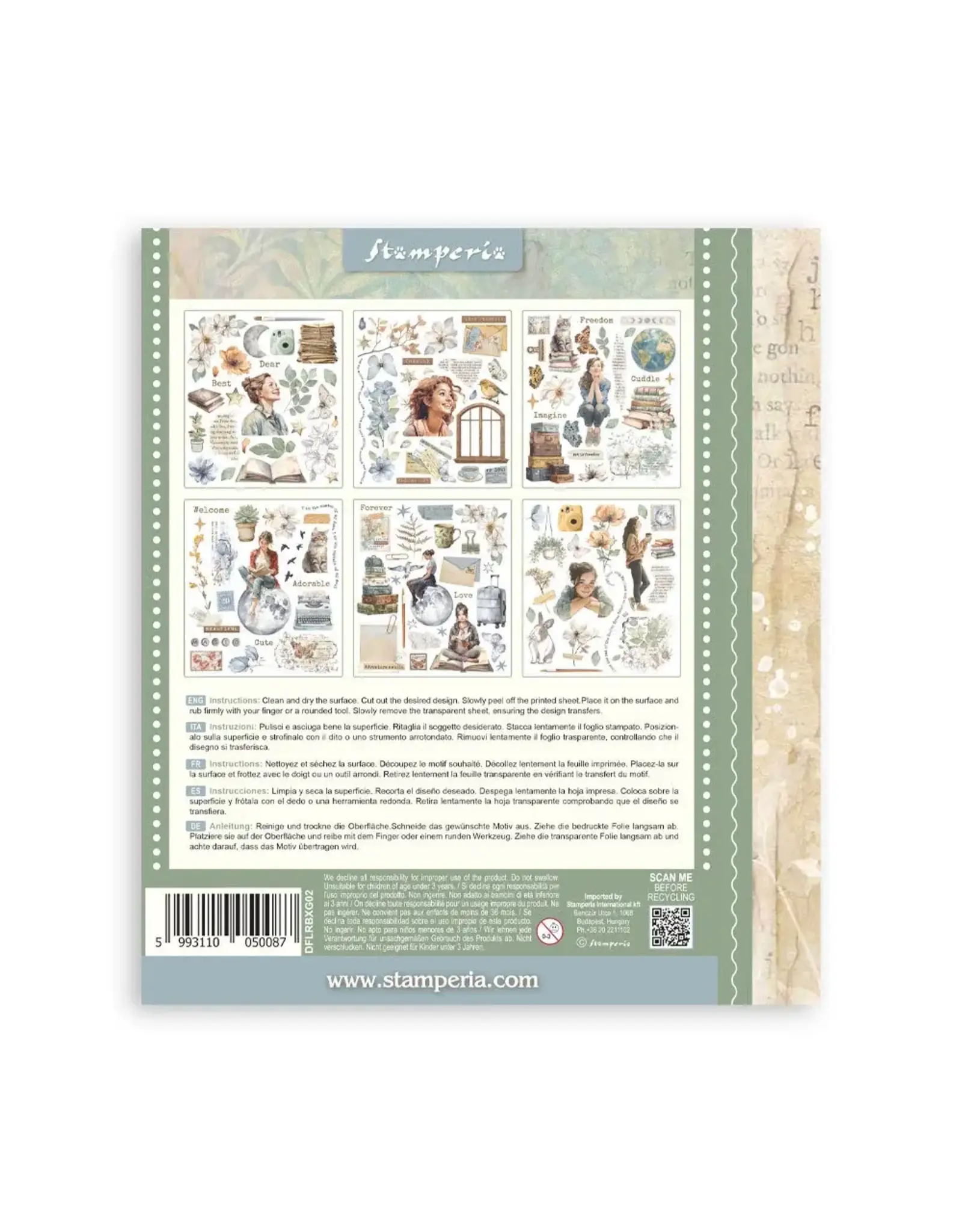 STAMPERIA STAMPERIA VICKY PAPAIOANNOU SECRET DIARY ASSORTED RUB-ONS 6/PK