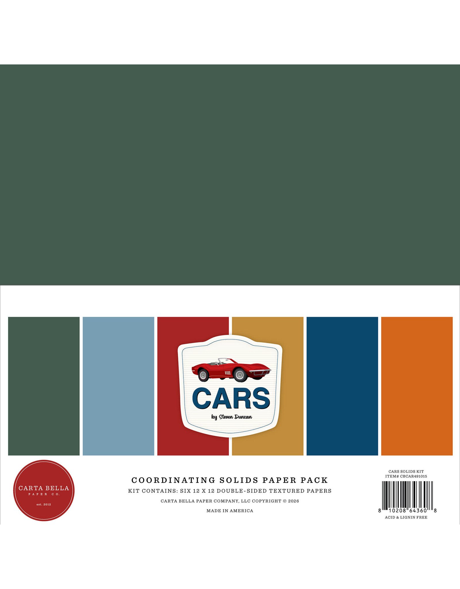 CARTA BELLA CARTA BELLA CARS 12x12 SOLIDS COLLECTION KIT