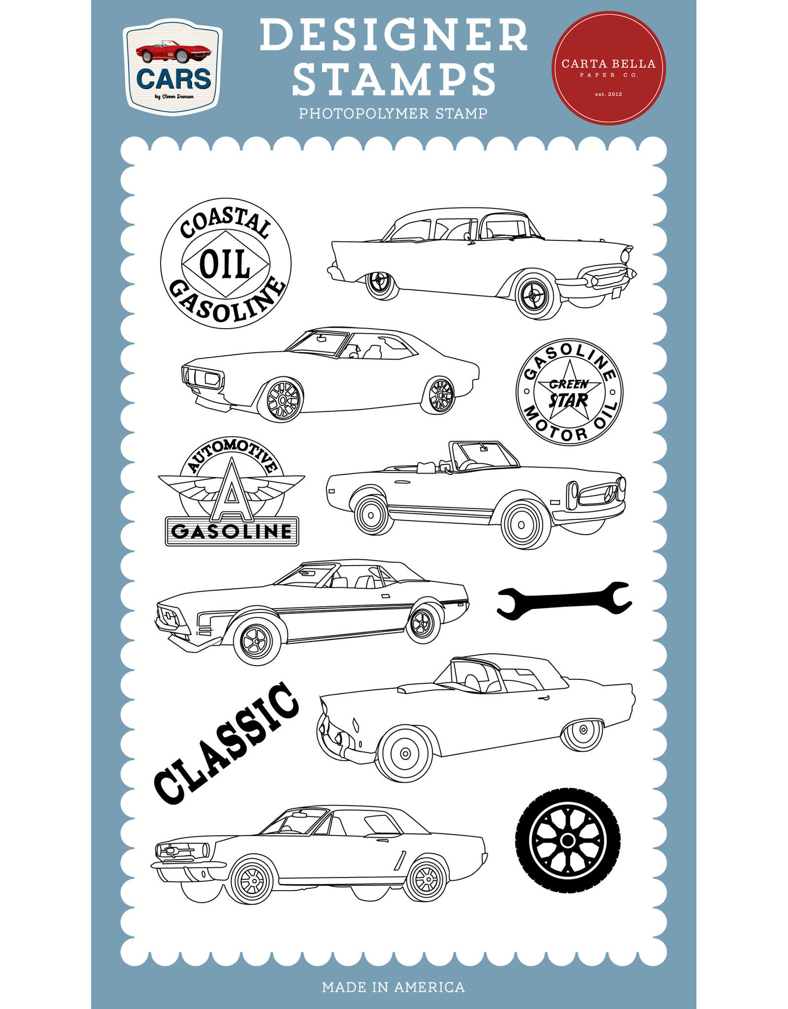 CARTA BELLA CARTA BELLA CARS CLASSIC CARS CLEAR STAMP SET