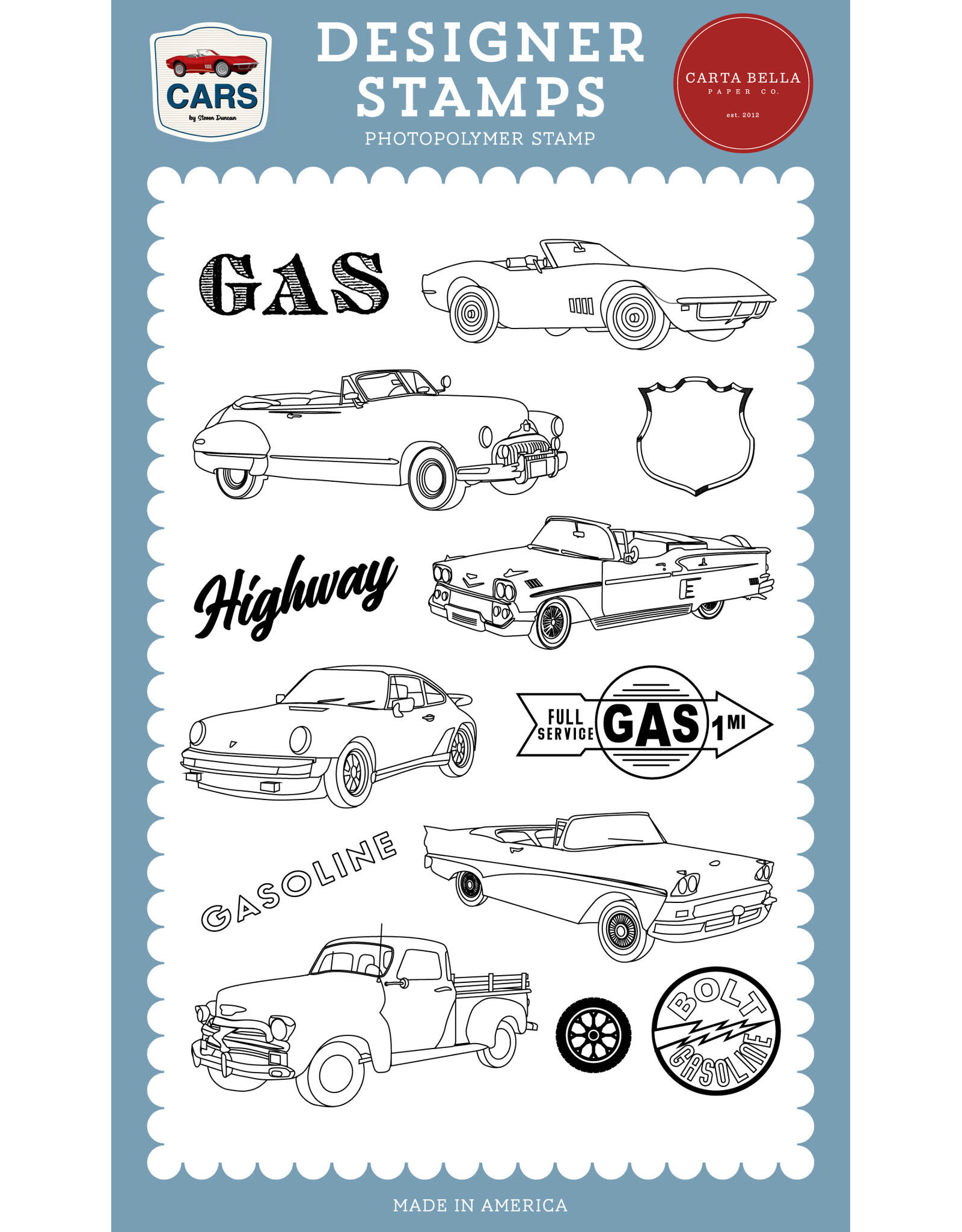 CARTA BELLA CARTA BELLA CARS VINTAGE VEHICLES CLEAR STAMP SET