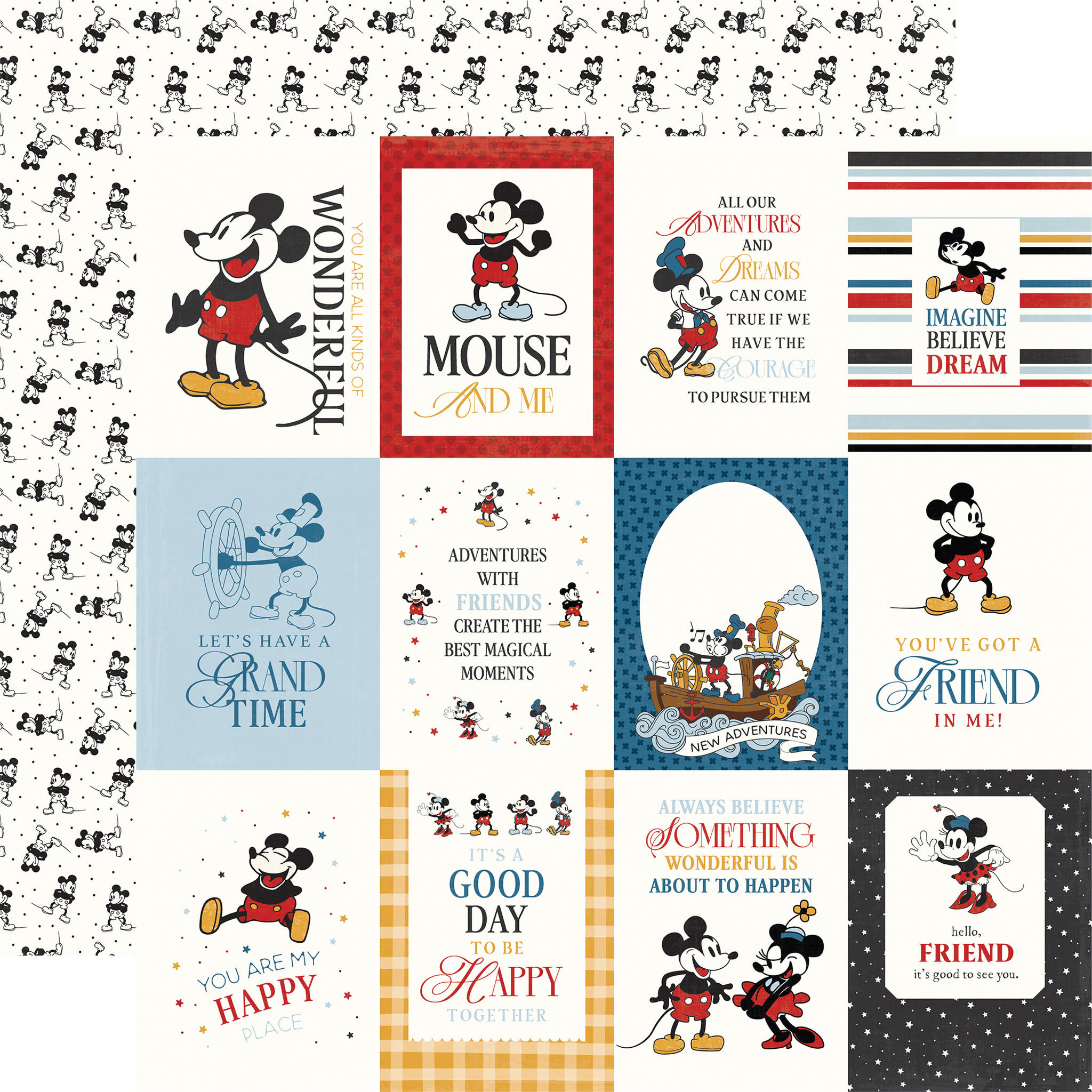 ECHO PARK PAPER ECHO PARK MOUSE AND ME 3x4 JOURNALING CARDS 12x12 CARDSTOCK