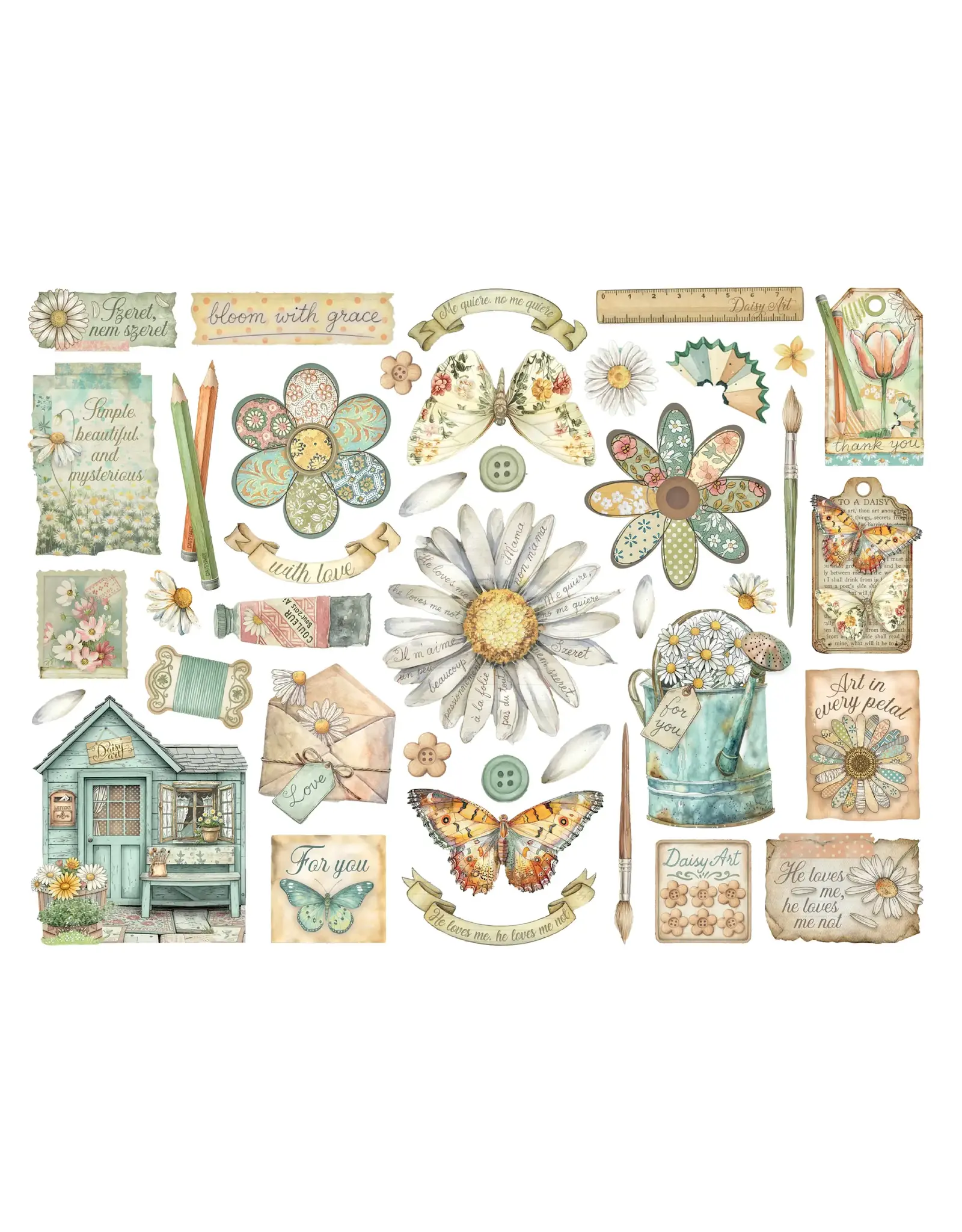 STAMPERIA STAMPERIA DAISY ART CHIPBOARD DIE CUTS