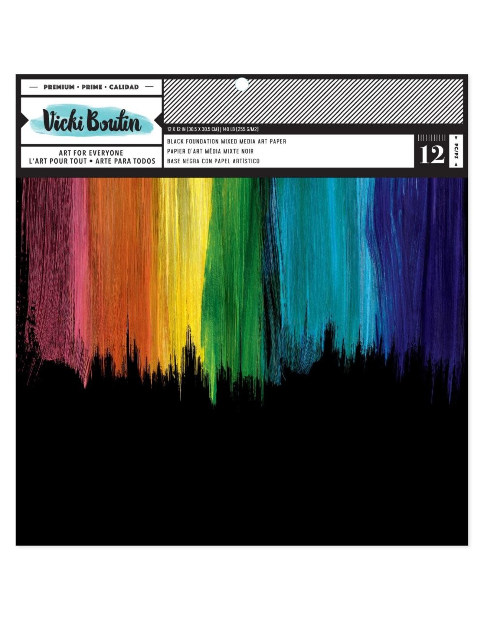 AMERICAN CRAFTS AMERICAN CRAFTS VICKI BOUTIN ART FOR EVERYONE BLACK FOUNDATION 12x12 MIXED MEDIA PAPER  12/PK