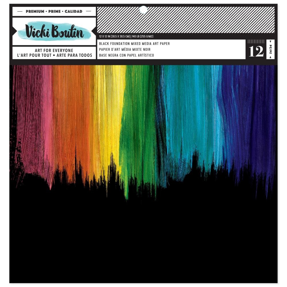 AMERICAN CRAFTS AMERICAN CRAFTS VICKI BOUTIN ART FOR EVERYONE BLACK FOUNDATION 12x12 MIXED MEDIA PAPER 12/PK