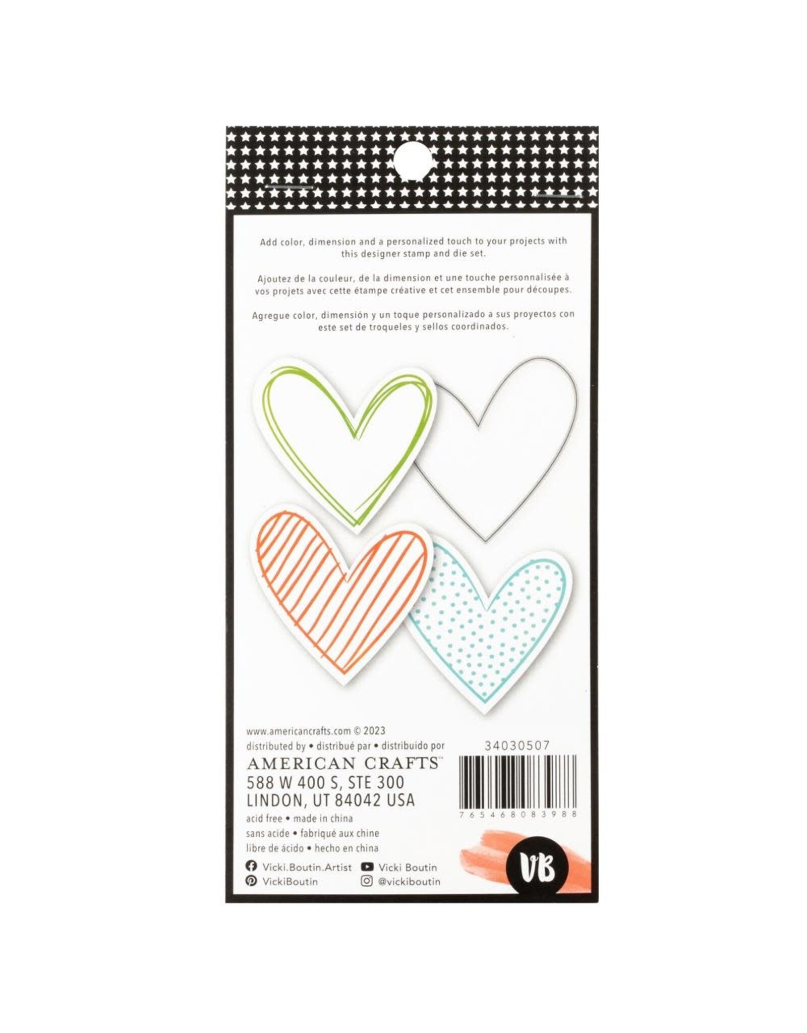 AMERICAN CRAFTS AMERICAN CRAFTS VICKI BOUTIN MIXED MEDIA HEART STAMP AND DIE SET