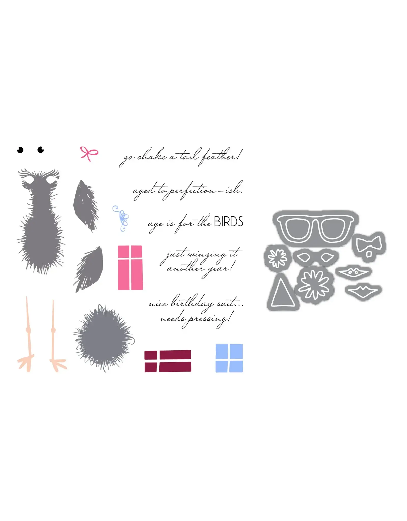 LDRS CREATIVE LDRS CREATIVE FUZZY WUZZIES BIRTHDAY SUIT STAMP & DIE SET