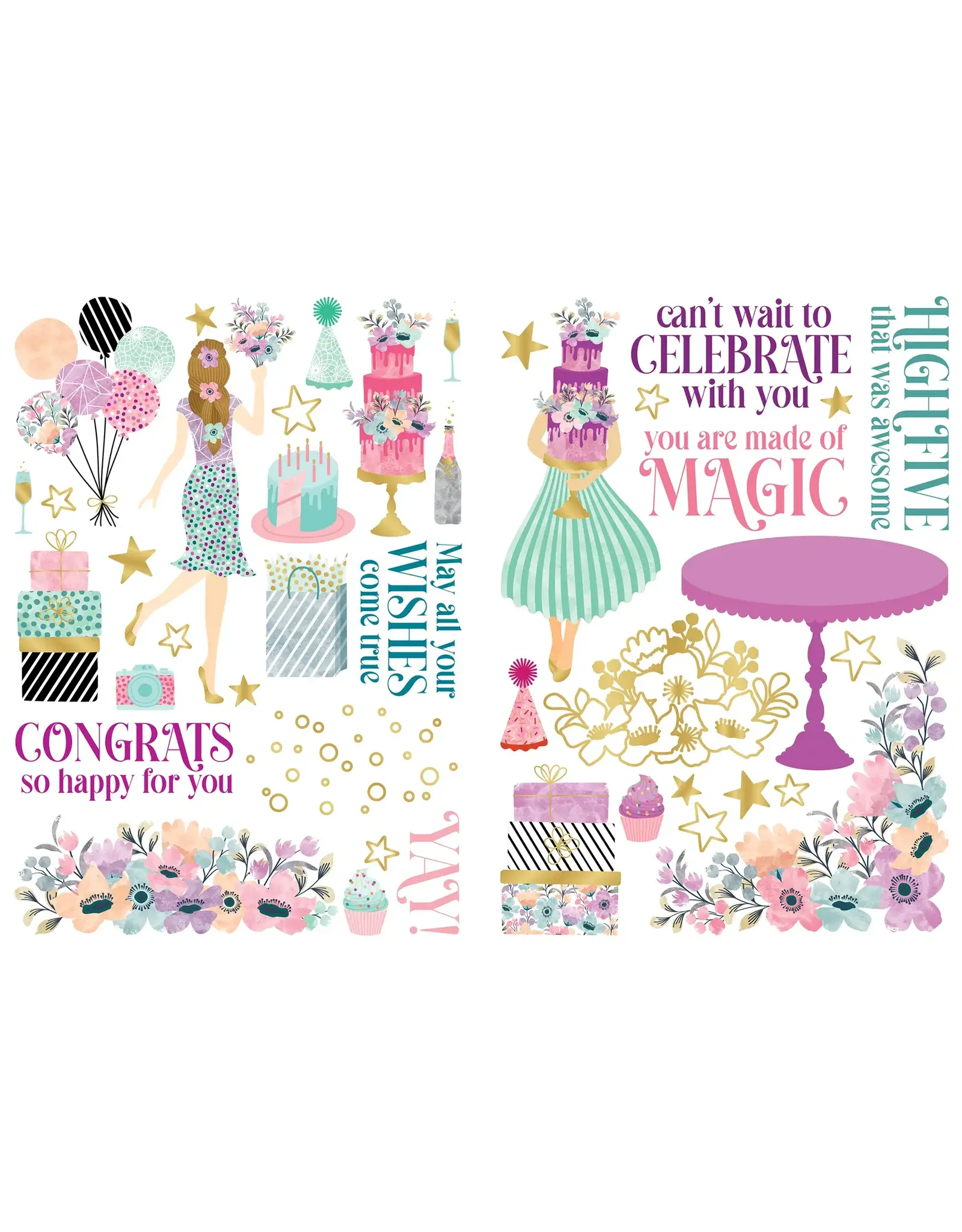 LDRS CREATIVE LDRS CREATIVE CELEBRATION RUB-ON TRANSFER SHEETS 2/PK