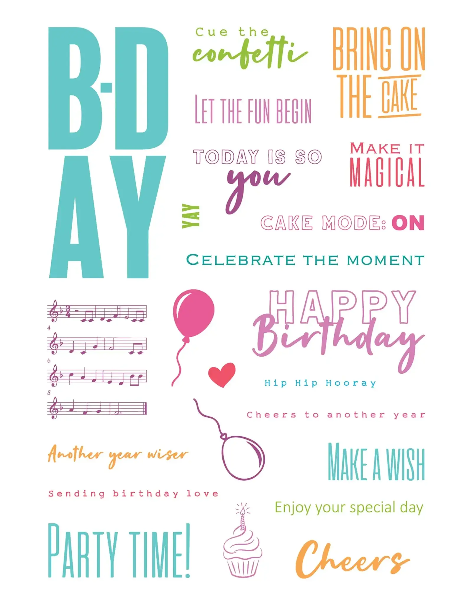 LDRS CREATIVE LDRS CREATIVE ABOUT BDAY COLLAGE CLEAR STAMP SET
