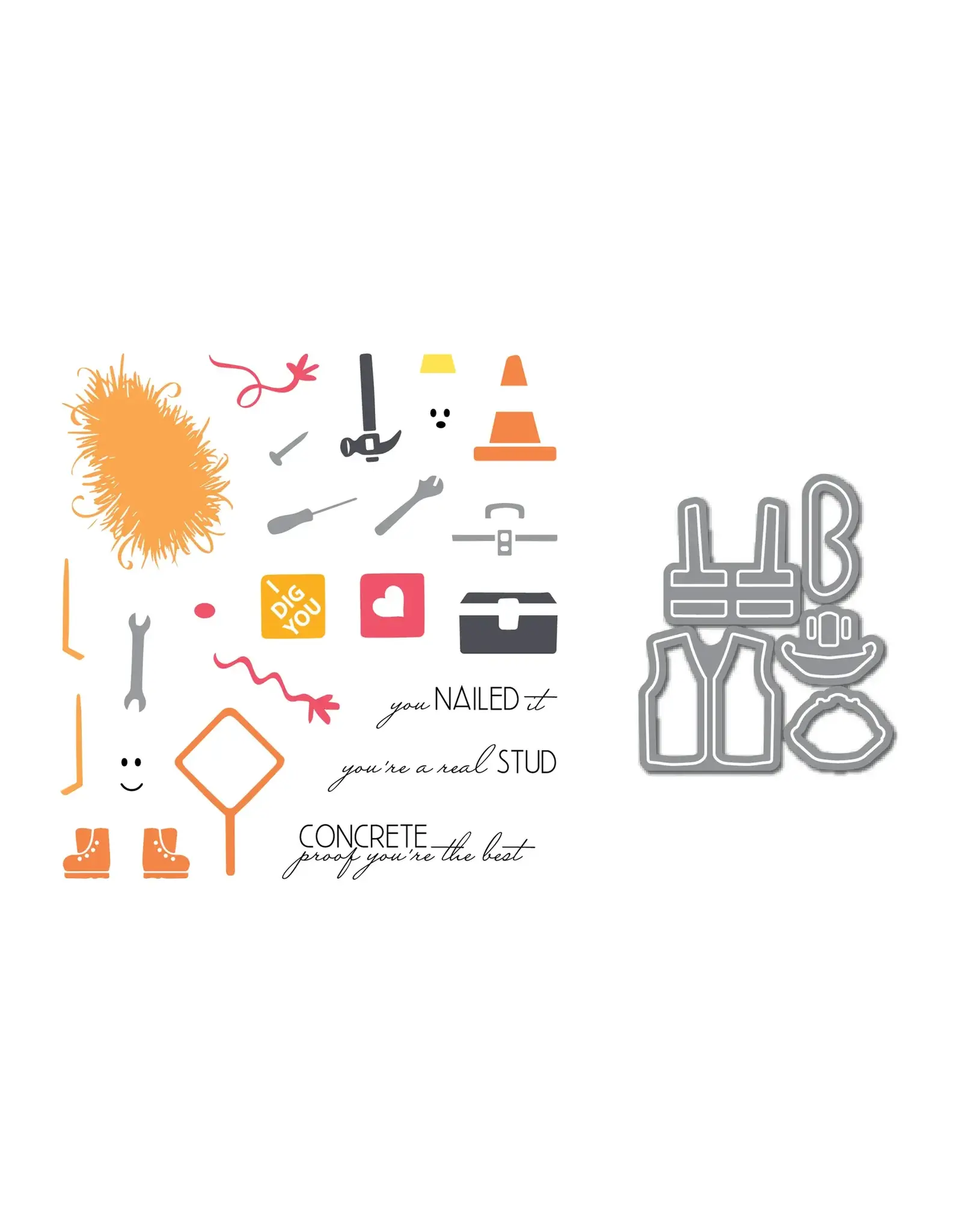 LDRS CREATIVE LDRS CREATIVE FUZZY WUZZIES UNDER CONSTRUCTION ADD-ON STAMP & DIE SET