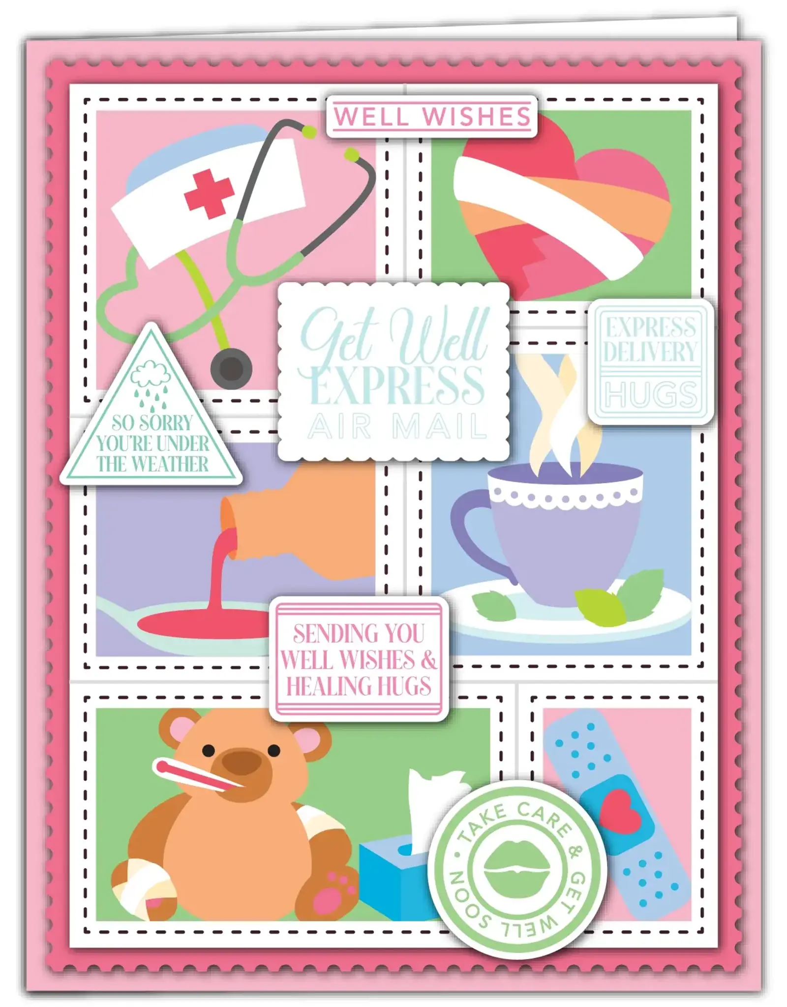 LDRS CREATIVE LDRS CREATIVE GET WELL SOON POSTAGE COLLAGE LAYERING STENCILS SET 4/PK