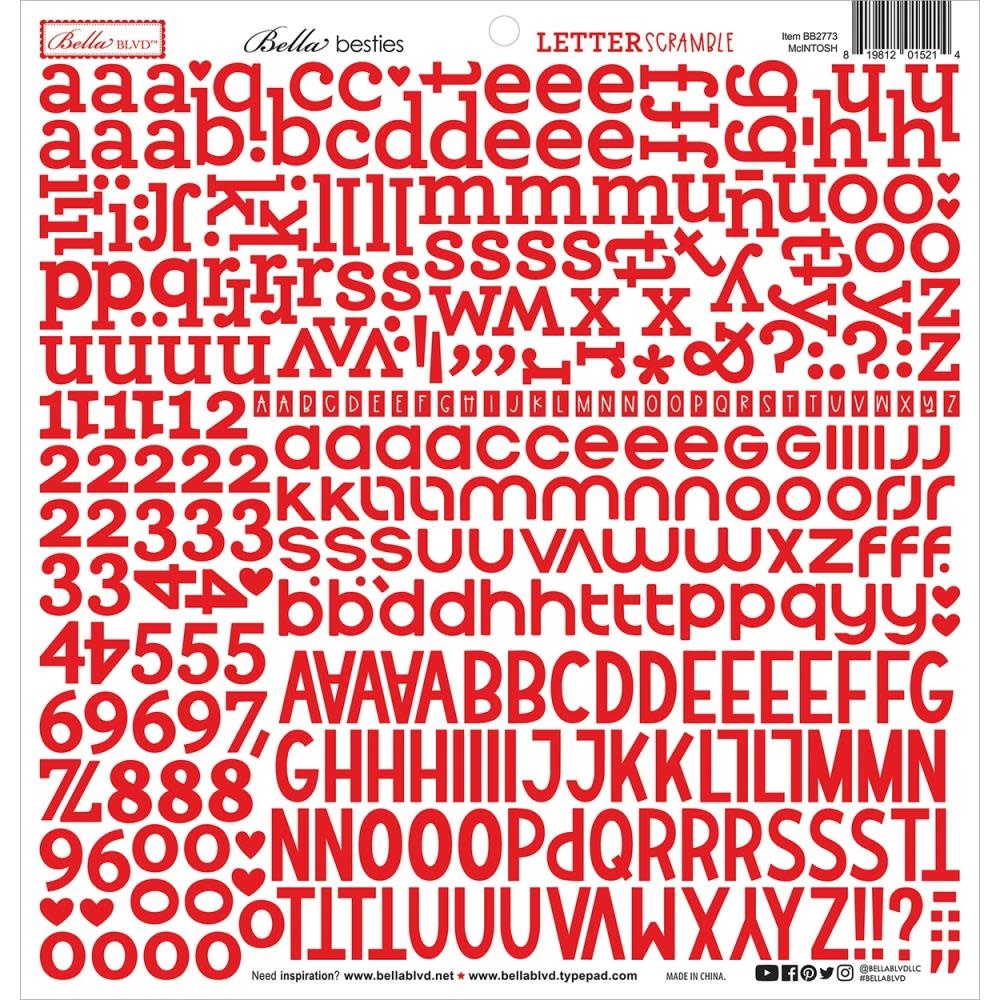 BELLA BLVD BELLA BESTIES MCINTOSH LETTER SCRAMBLE 12x12 ALPHA CARDSTOCK STICKERS