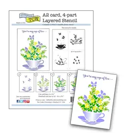 CRAFTERS WORKSHOP THE CRAFTER'S WORKSHOP CUP OF TEA LAYERED STENCIL