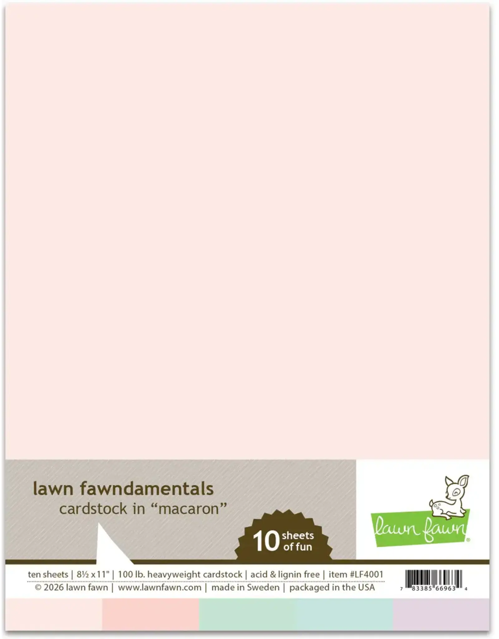 LAWN FAWN LAWN FAWN MACARON 8.5x11 CARDSTOCK 10/PK