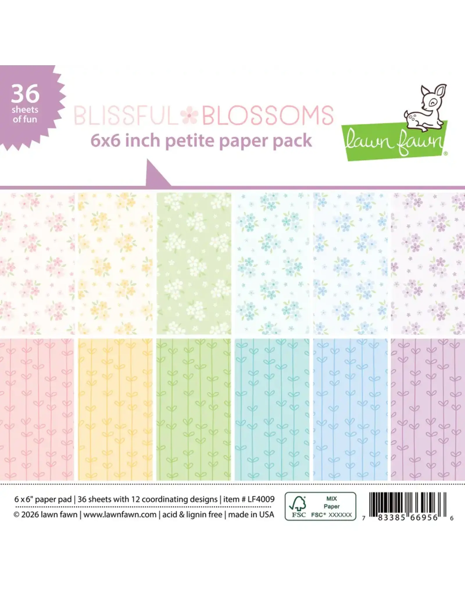 LAWN FAWN LAWN FAWN BLISSFUL BLOSSOMS 6x6 PETITE PAPER PACK 36 SHEETS