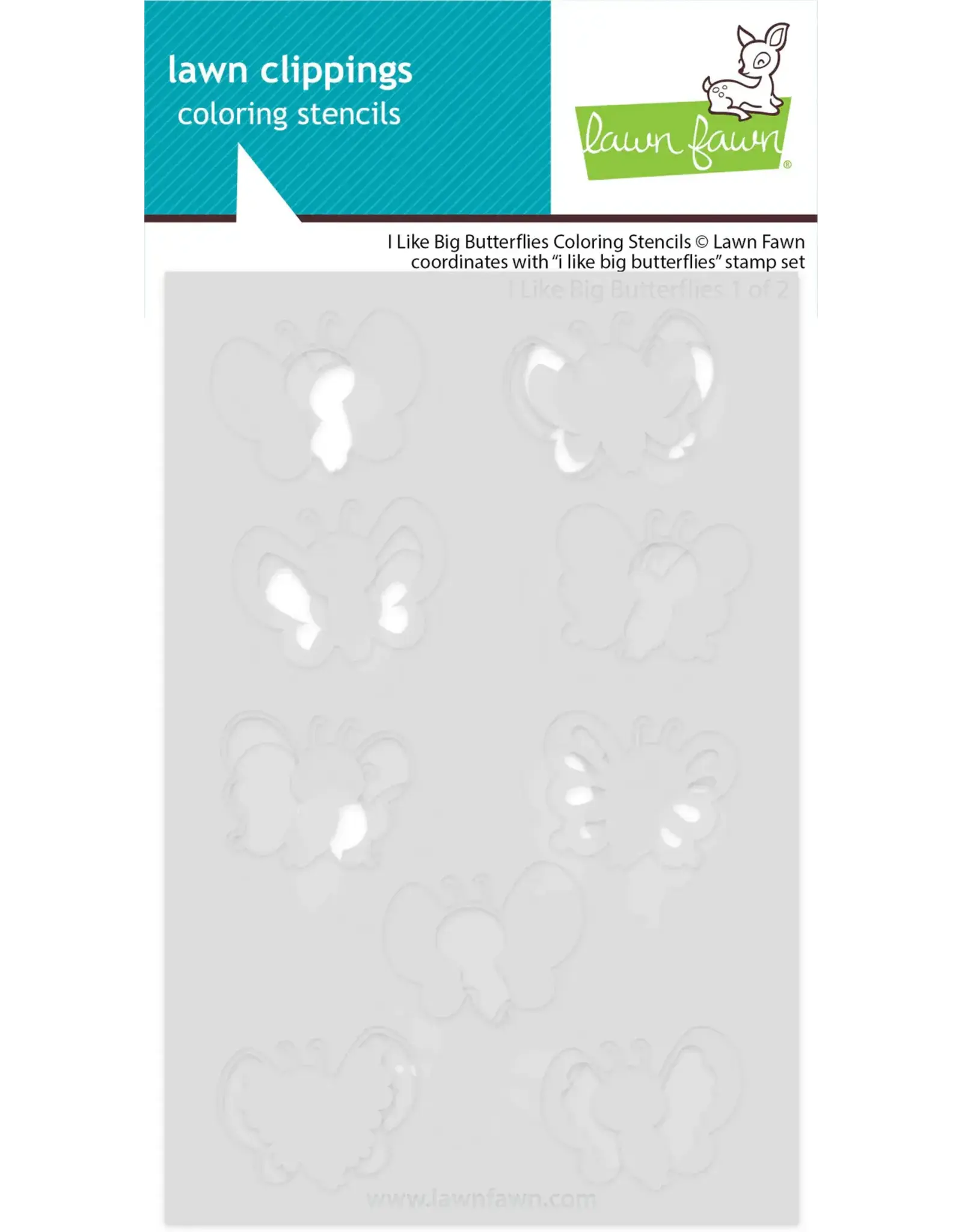 LAWN FAWN LAWN FAWN I LIKE BIG BUTTERFLIES COLORING STENCIL 2/PK
