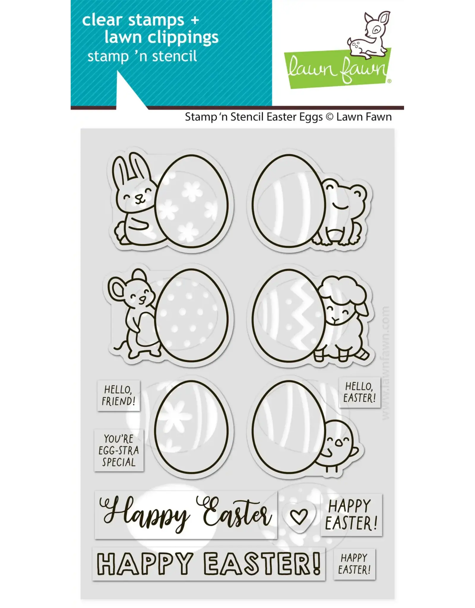 LAWN FAWN LAWN FAWN EASTER EGGS STAMP 'N STENCIL SET