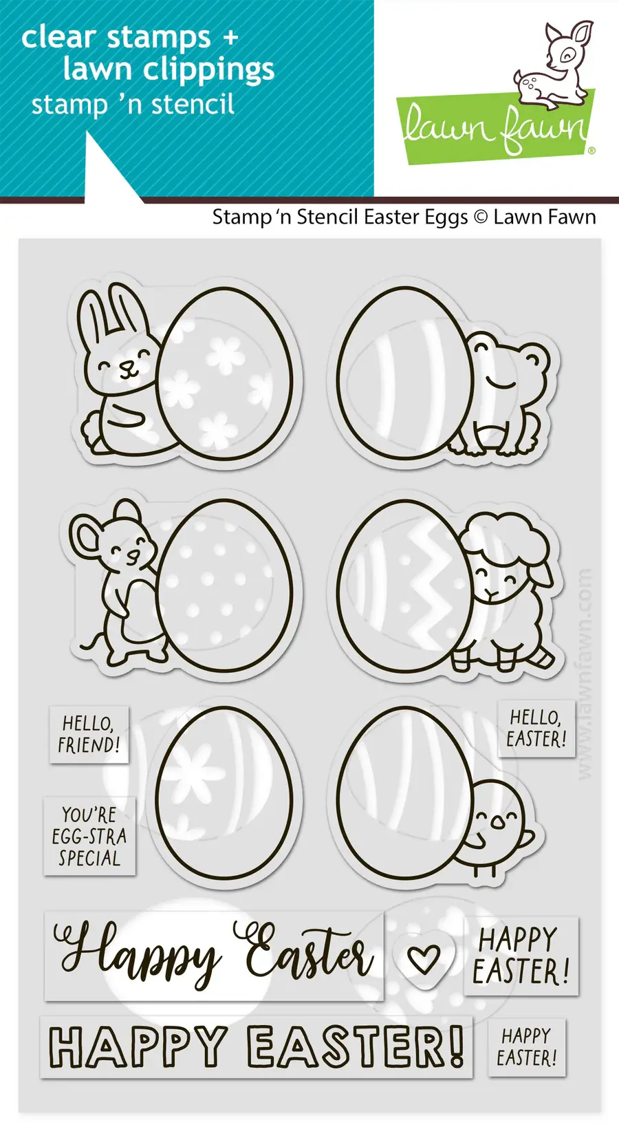 LAWN FAWN LAWN FAWN EASTER EGGS STAMP 'N STENCIL SET