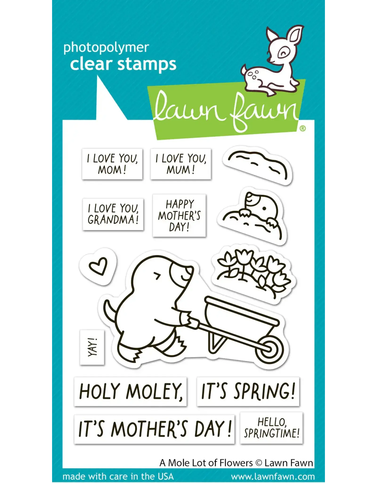 LAWN FAWN LAWN FAWN A MOLE LOT OF FLOWERS CLEAR STAMP SET