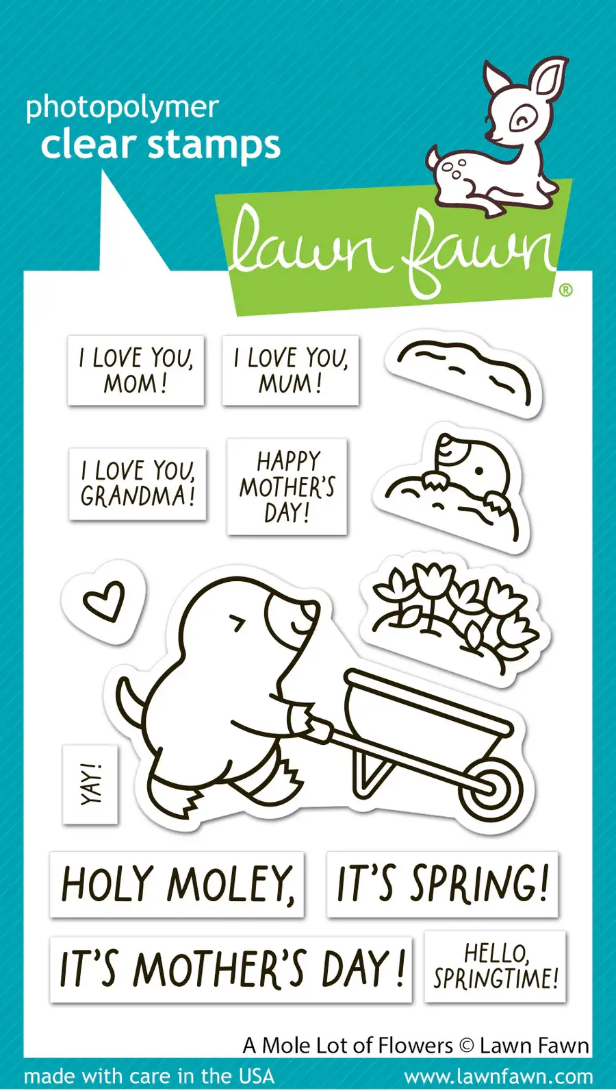LAWN FAWN LAWN FAWN A MOLE LOT OF FLOWERS CLEAR STAMP SET