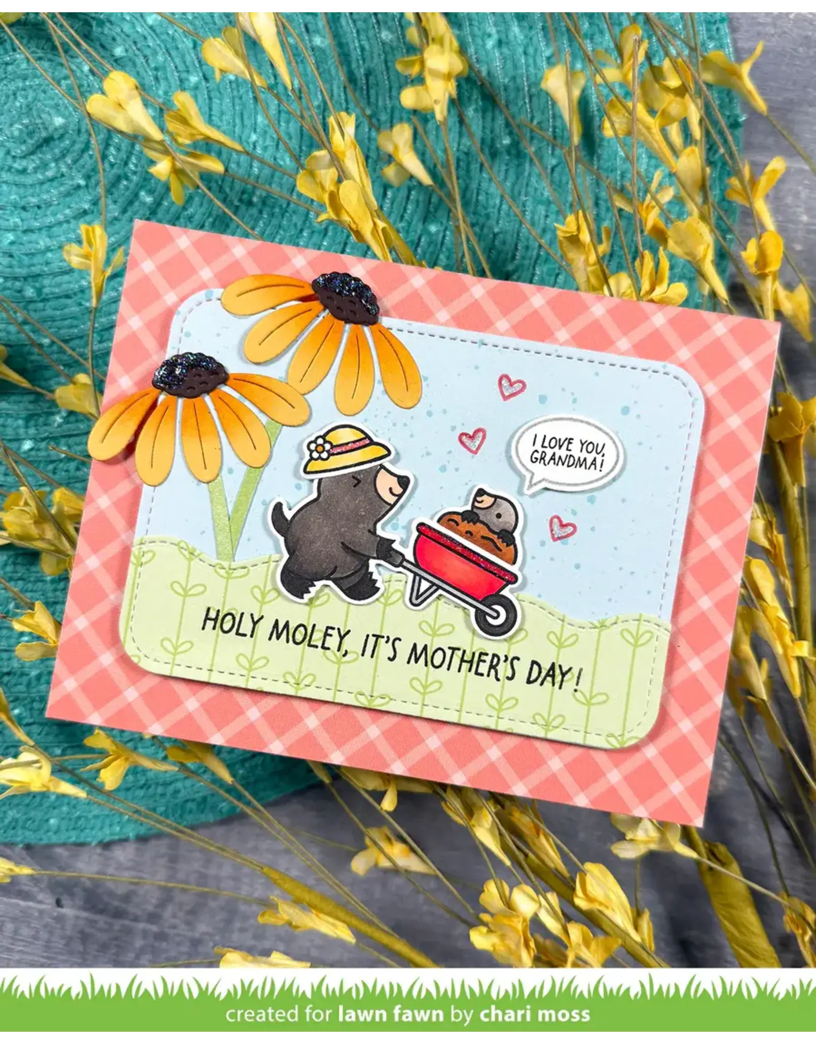 LAWN FAWN LAWN FAWN A MOLE LOT OF FLOWERS CLEAR STAMP SET