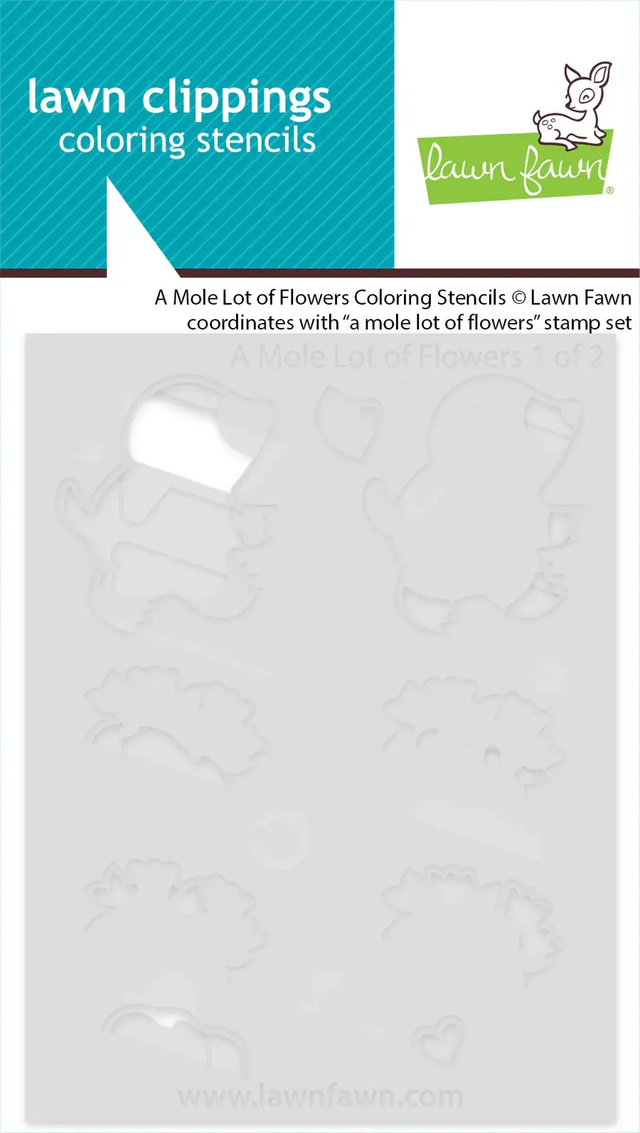 LAWN FAWN LAWN FAWN A MOLE LOT OF FLOWERS COLORING STENCIL 2/PK