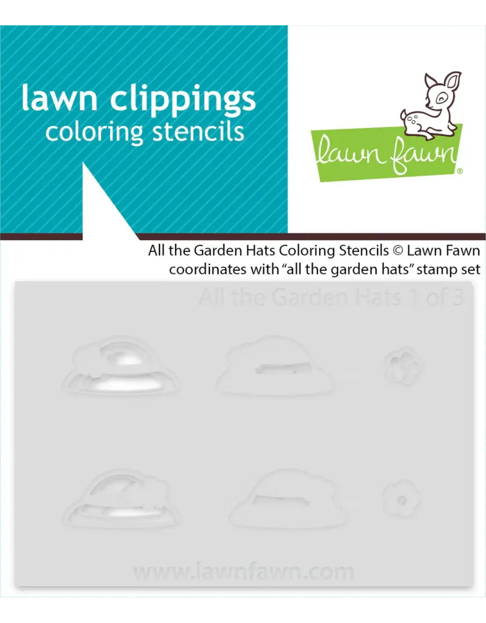 LAWN FAWN LAWN FAWN ALL THE GARDEN HATS COLORING STENCIL 3/PK