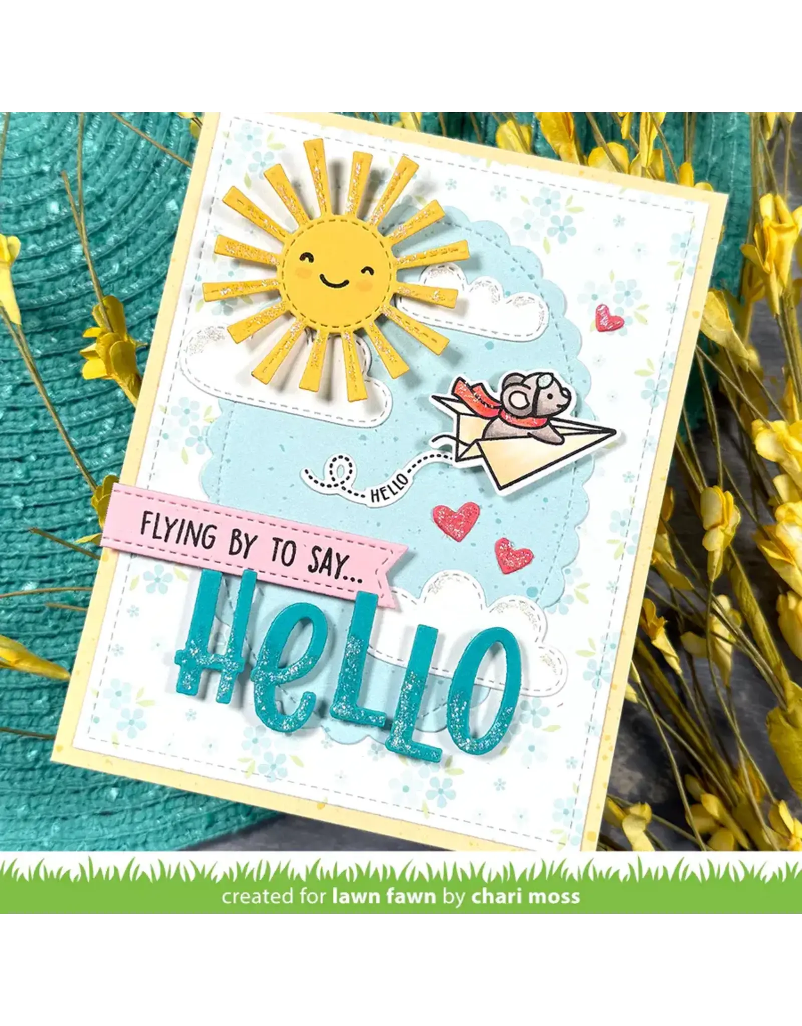 LAWN FAWN LAWN FAWN HAVE A MICE FLIGHT CLEAR STAMP SET