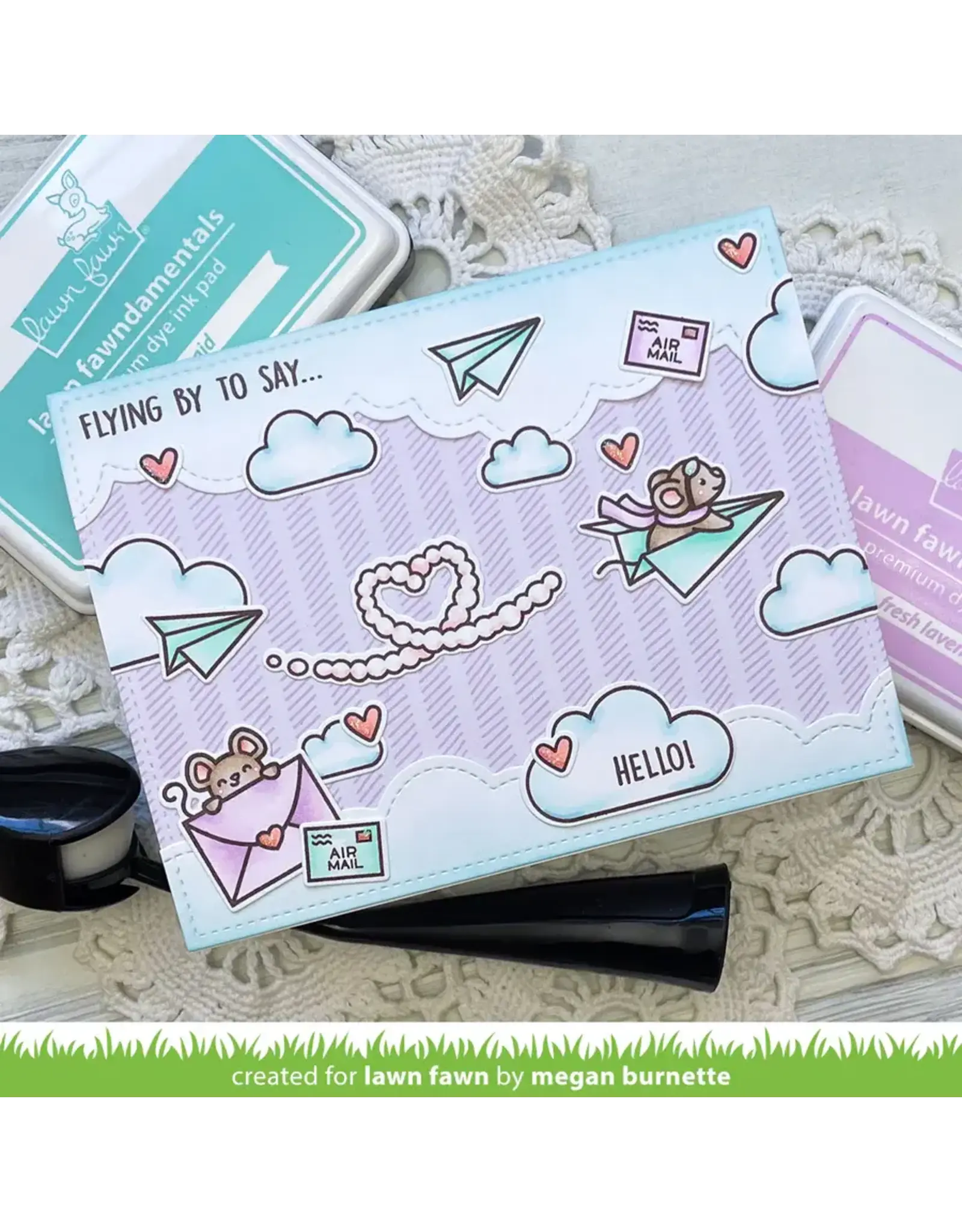 LAWN FAWN LAWN FAWN HAVE A MICE FLIGHT CLEAR STAMP SET