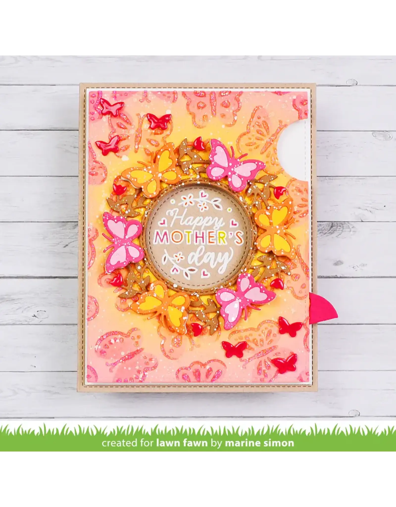 LAWN FAWN LAWN FAWN BUTTERFLY BACKGROUND 6x6  STENCIL SET 2/PK