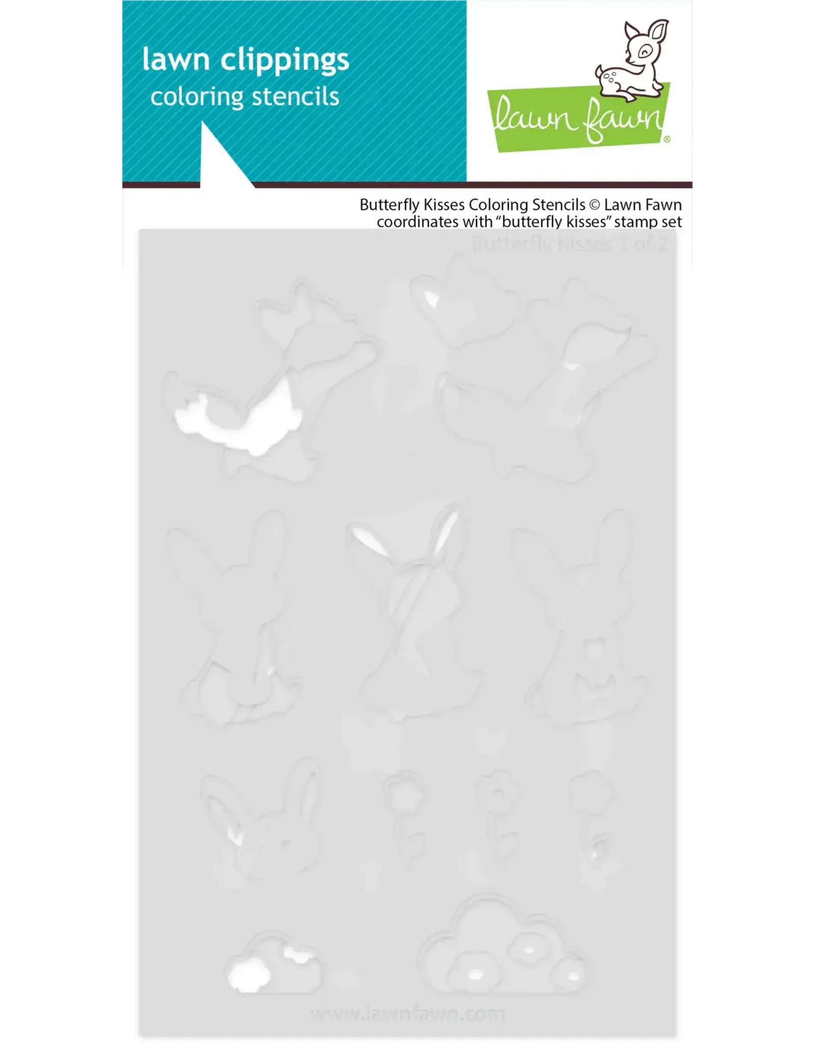 LAWN FAWN LAWN FAWN BUTTERFLY KISSES COLORING STENCIL 2/PK