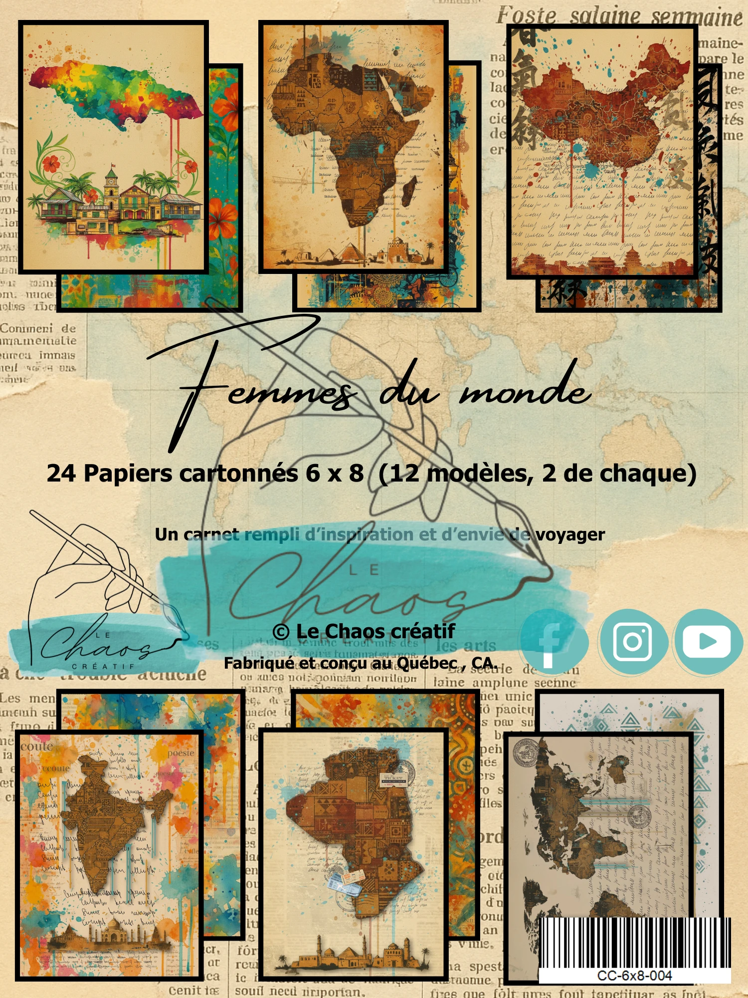 LE CHAOS CRÉATIF LE CHAOS CRÉATIF FEMMES DU MONDE 6x8 PAPER PAD