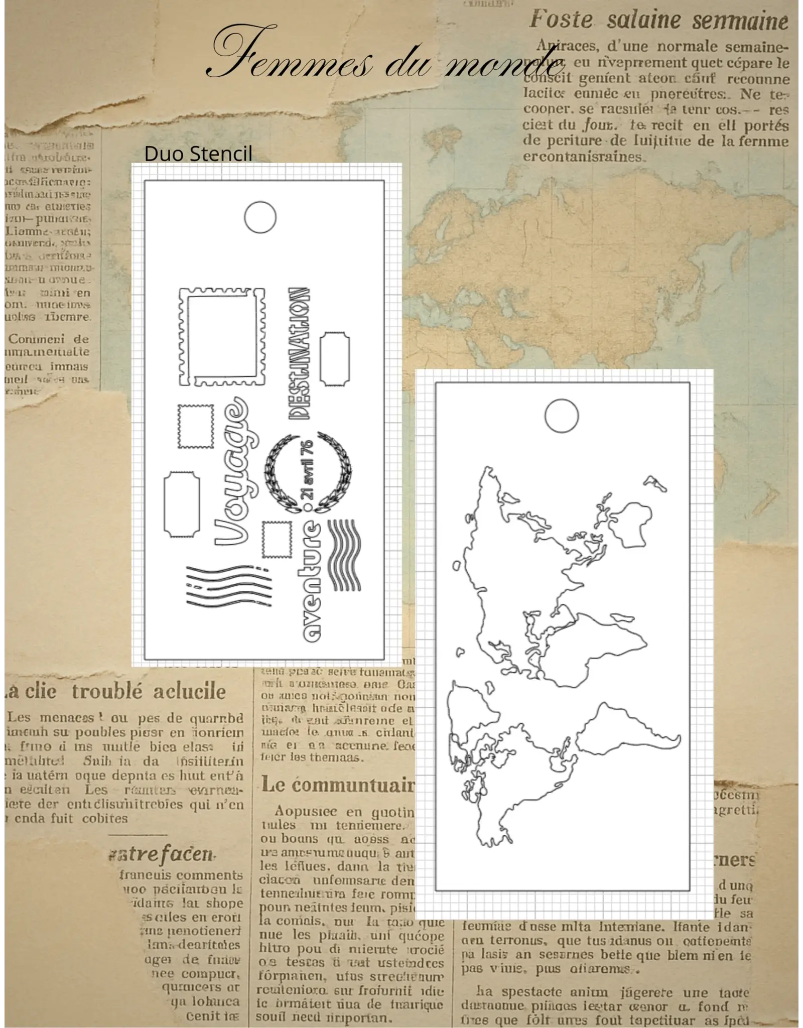 LE CHAOS CRÉATIF LE CHAOS CRÉATIF FEMMES DU MONDE MAP STENCIL SET