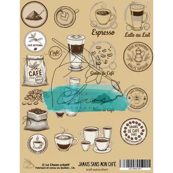 LE CHAOS CRÉATIF LE CHAOS CRÉATIF JAMAIS SANS MON CAFÉ KRAFT STICKERS
