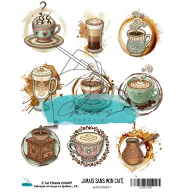 LE CHAOS CRÉATIF LE CHAOS CRÉATIF JAMAIS SANS MON CAFÉ STICKERS