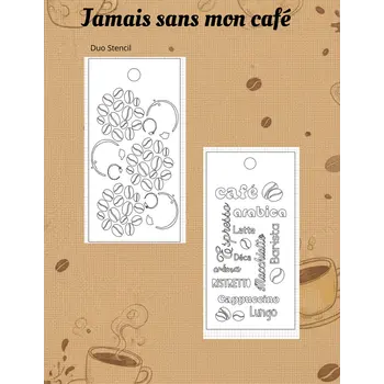 LE CHAOS CRÉATIF LE CHAOS CRÉATIF JAMAIS SANS MON CAFÉ GRAIN STENCIL SET