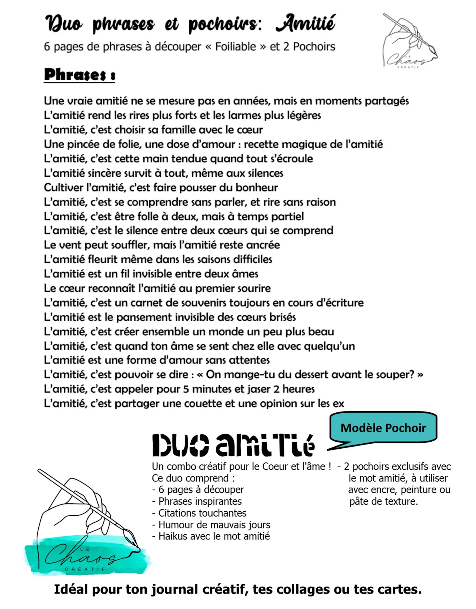 LE CHAOS CRÉATIF LE CHAOS CRÉATIF AMITIÉ FOILABLE CUT OUTS AND STENCIL DUO