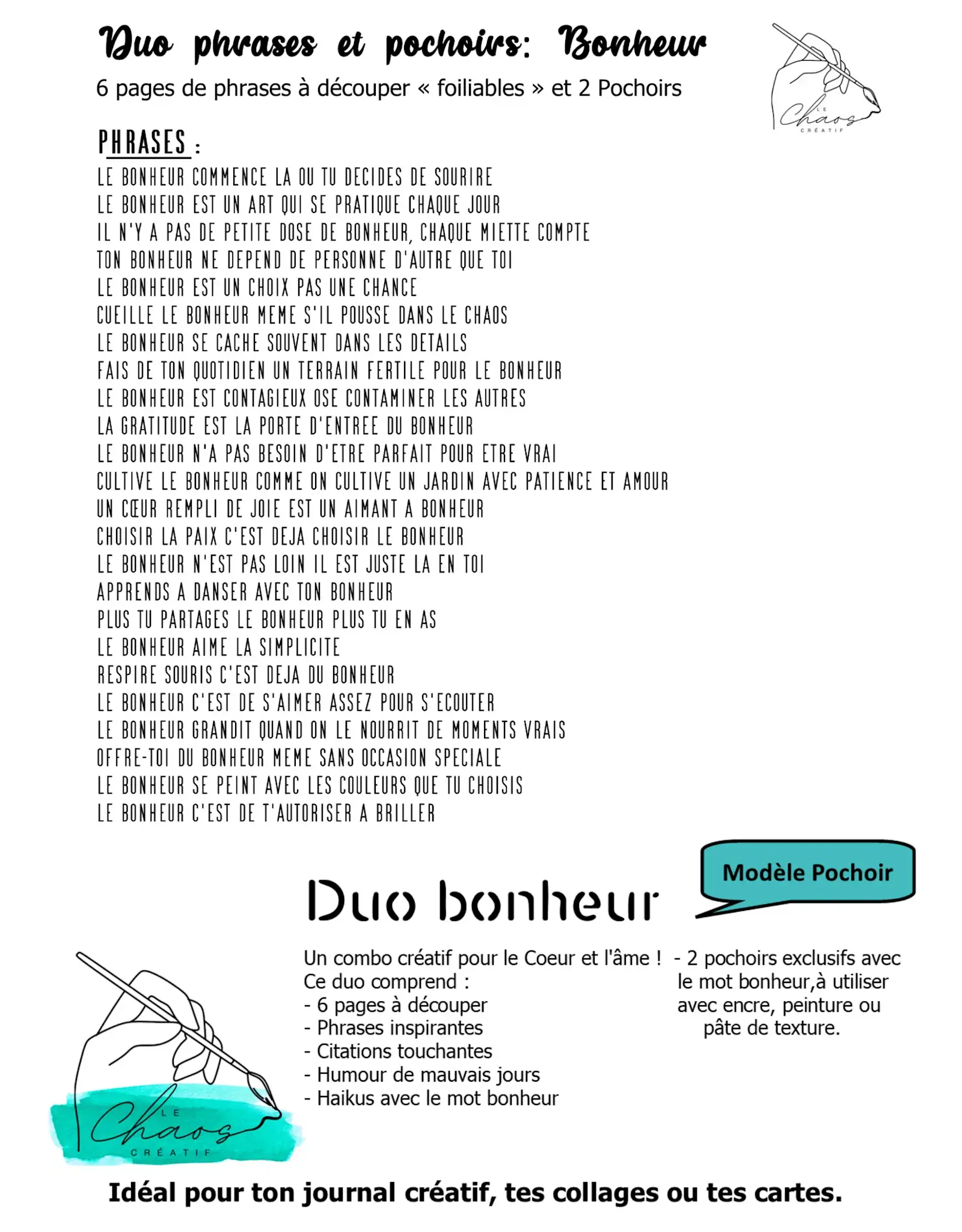 LE CHAOS CRÉATIF LE CHAOS CRÉATIF BONHEUR FOILABLE CUT OUTS AND STENCIL DUO