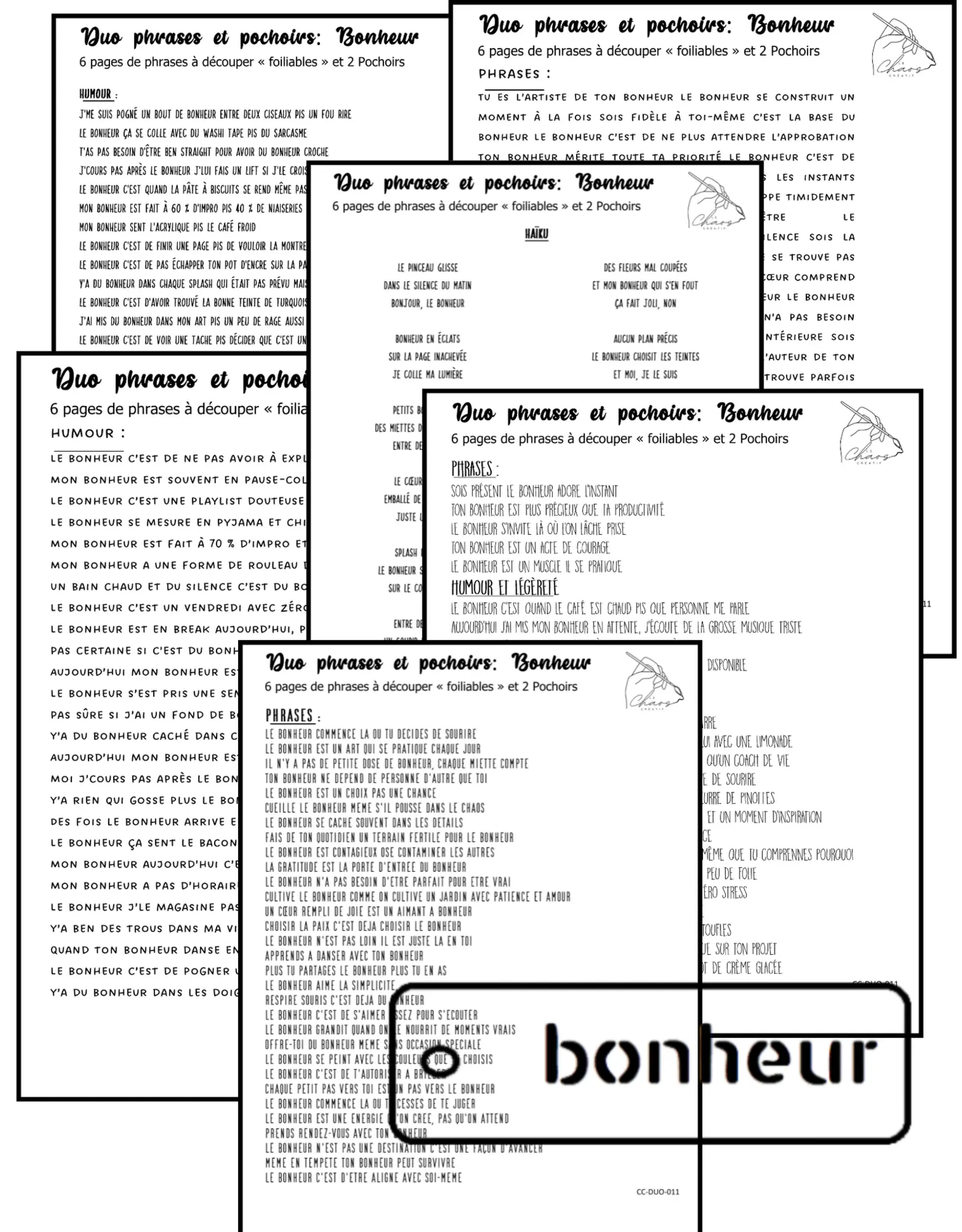 LE CHAOS CRÉATIF LE CHAOS CRÉATIF BONHEUR FOILABLE CUT OUTS AND STENCIL DUO