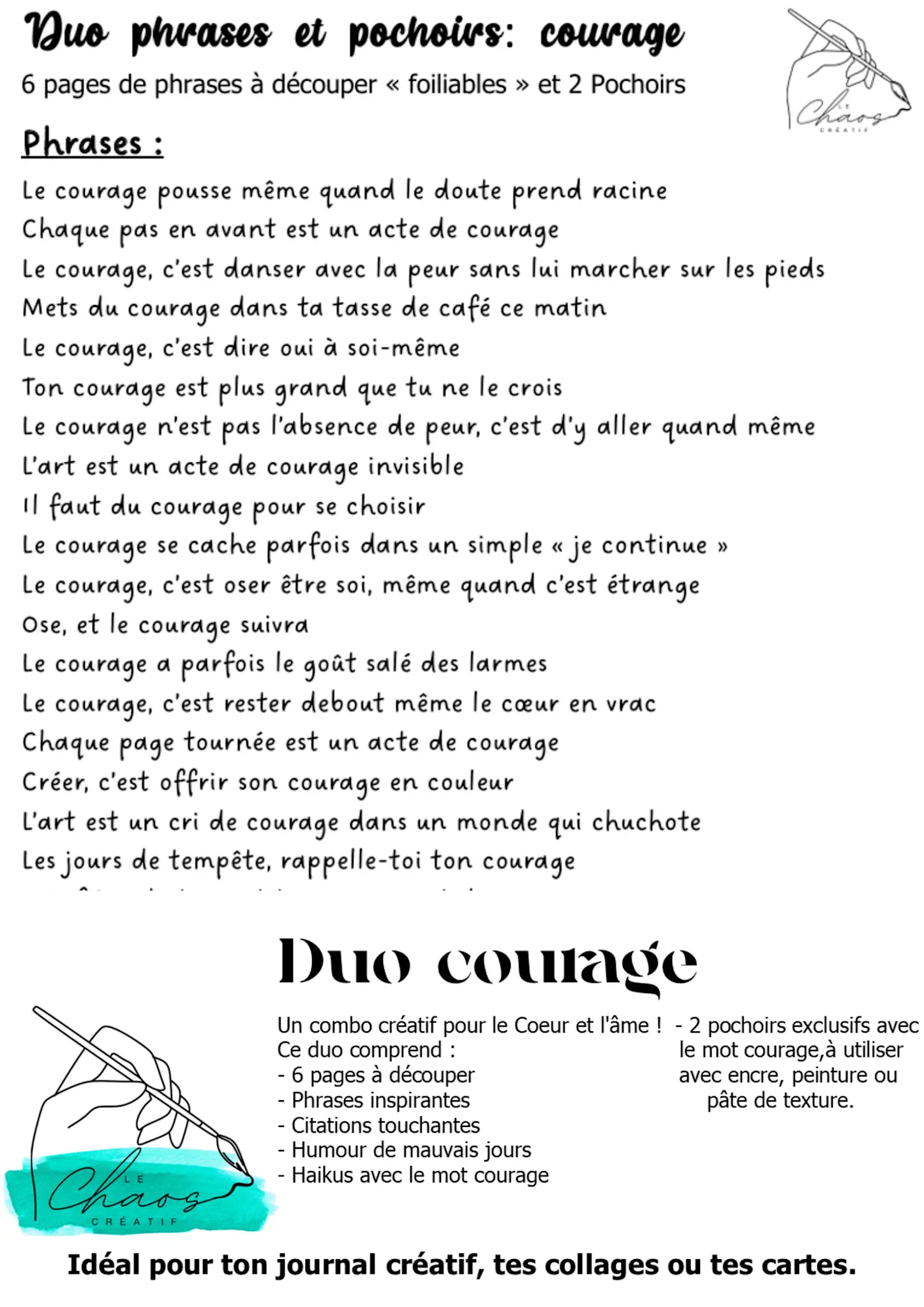 LE CHAOS CRÉATIF LE CHAOS CRÉATIF COURAGE FOILABLE CUT OUTS AND STENCIL DUO