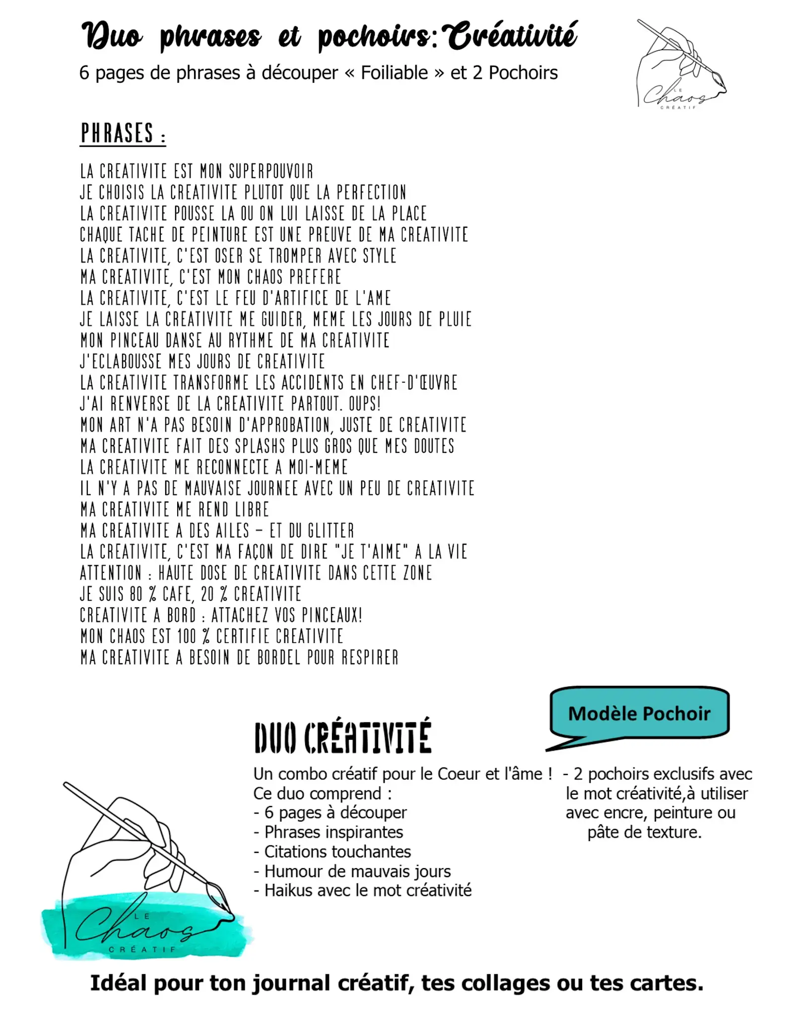 LE CHAOS CRÉATIF LE CHAOS CRÉATIF CRÉATIVITÉ FOILABLE CUT OUTS AND STENCIL DUO