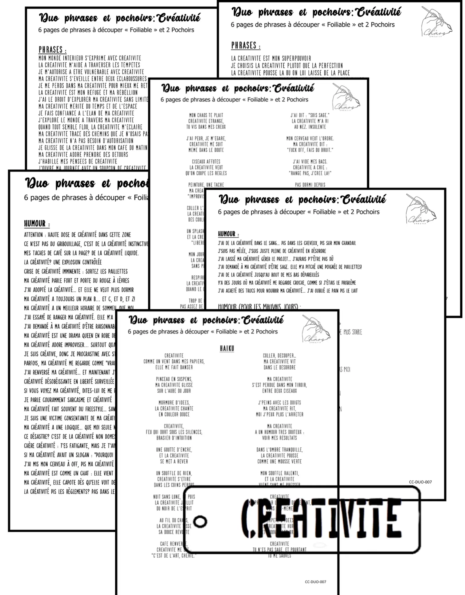 LE CHAOS CRÉATIF LE CHAOS CRÉATIF CRÉATIVITÉ FOILABLE CUT OUTS AND STENCIL DUO