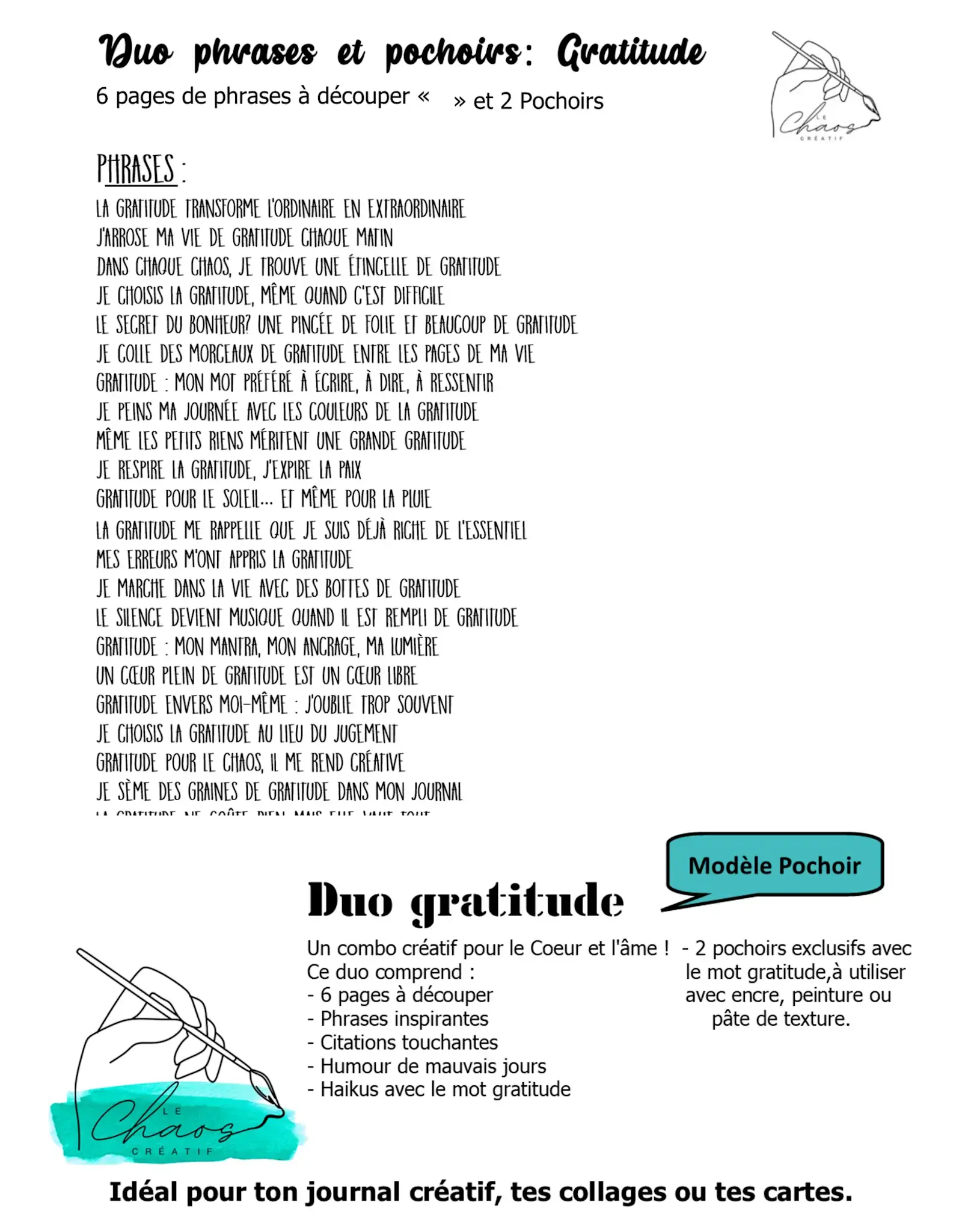 LE CHAOS CRÉATIF LE CHAOS CRÉATIF GRATITUDE FOILABLE CUT OUTS AND STENCIL DUO