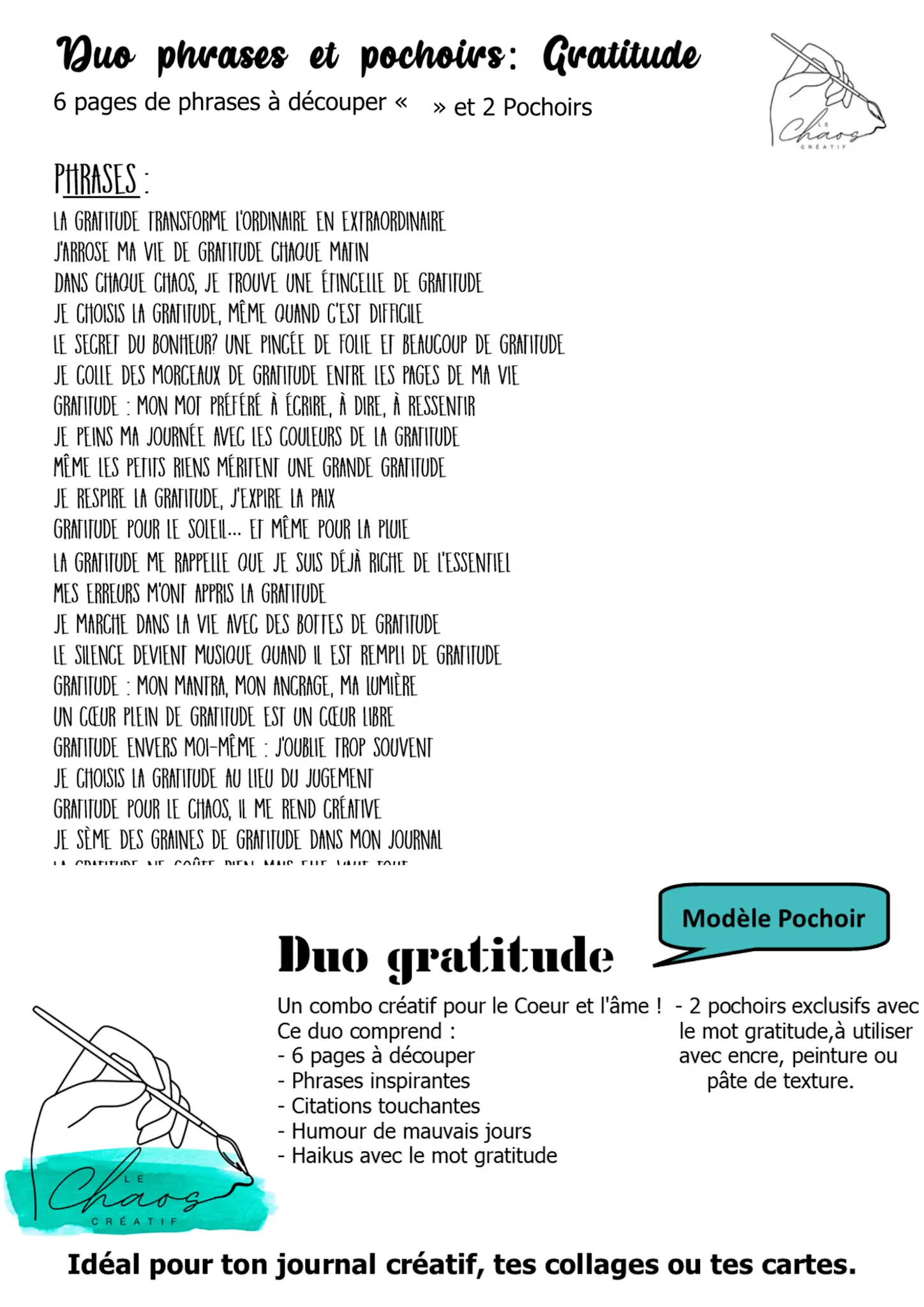 LE CHAOS CRÉATIF LE CHAOS CRÉATIF GRATITUDE FOILABLE CUT OUTS AND STENCIL DUO