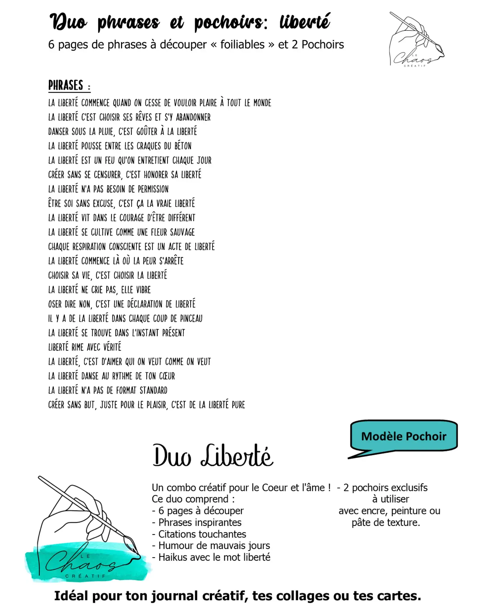 LE CHAOS CRÉATIF LE CHAOS CRÉATIF LIBERTÉ FOILABLE CUT OUTS AND STENCIL DUO