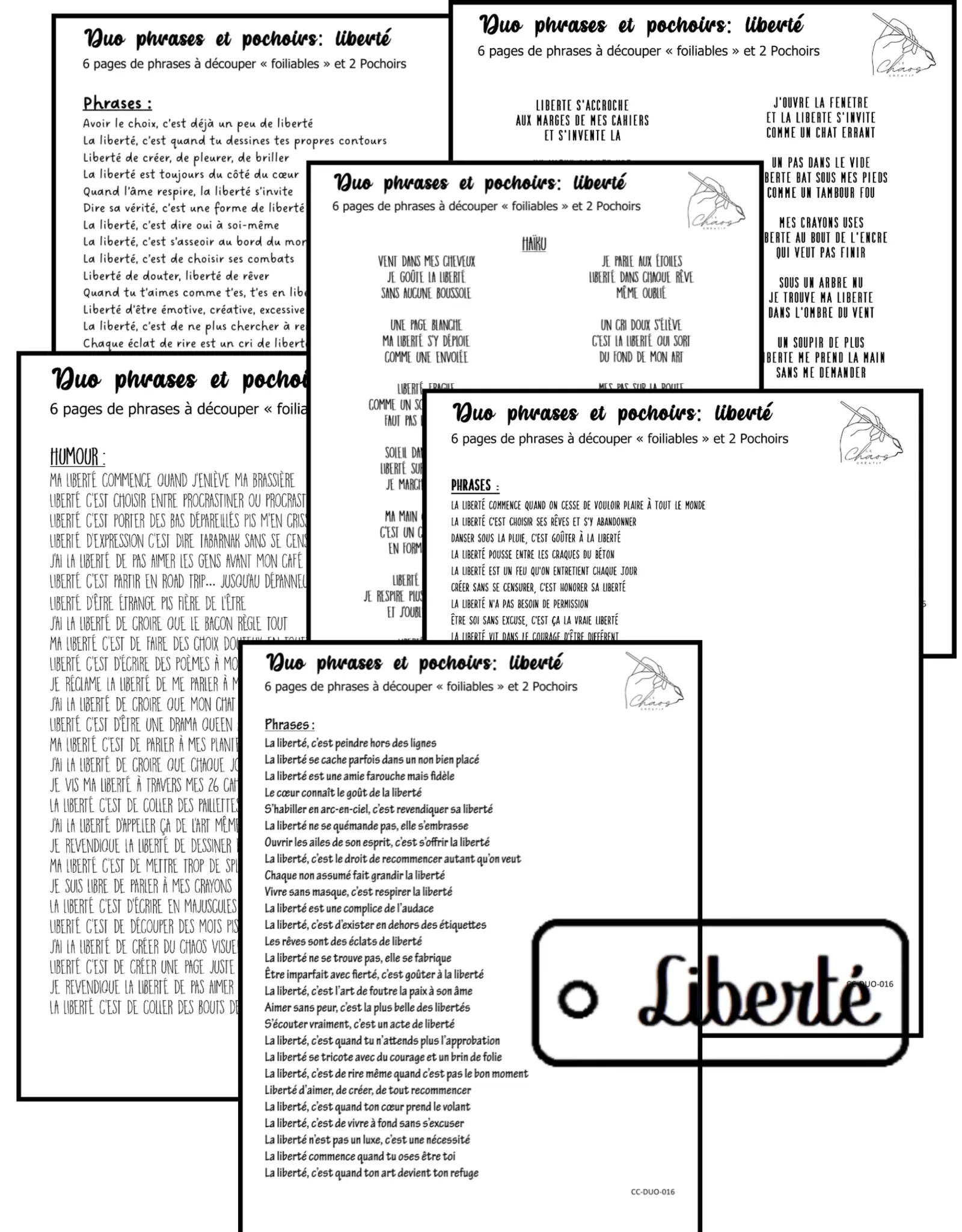 LE CHAOS CRÉATIF LE CHAOS CRÉATIF LIBERTÉ FOILABLE CUT OUTS AND STENCIL DUO